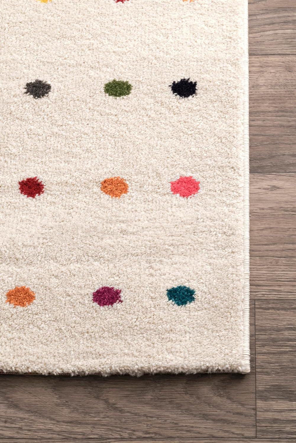 Dorie Multicolor Polka Dot 6'7" x 9' Synthetic Area Rug