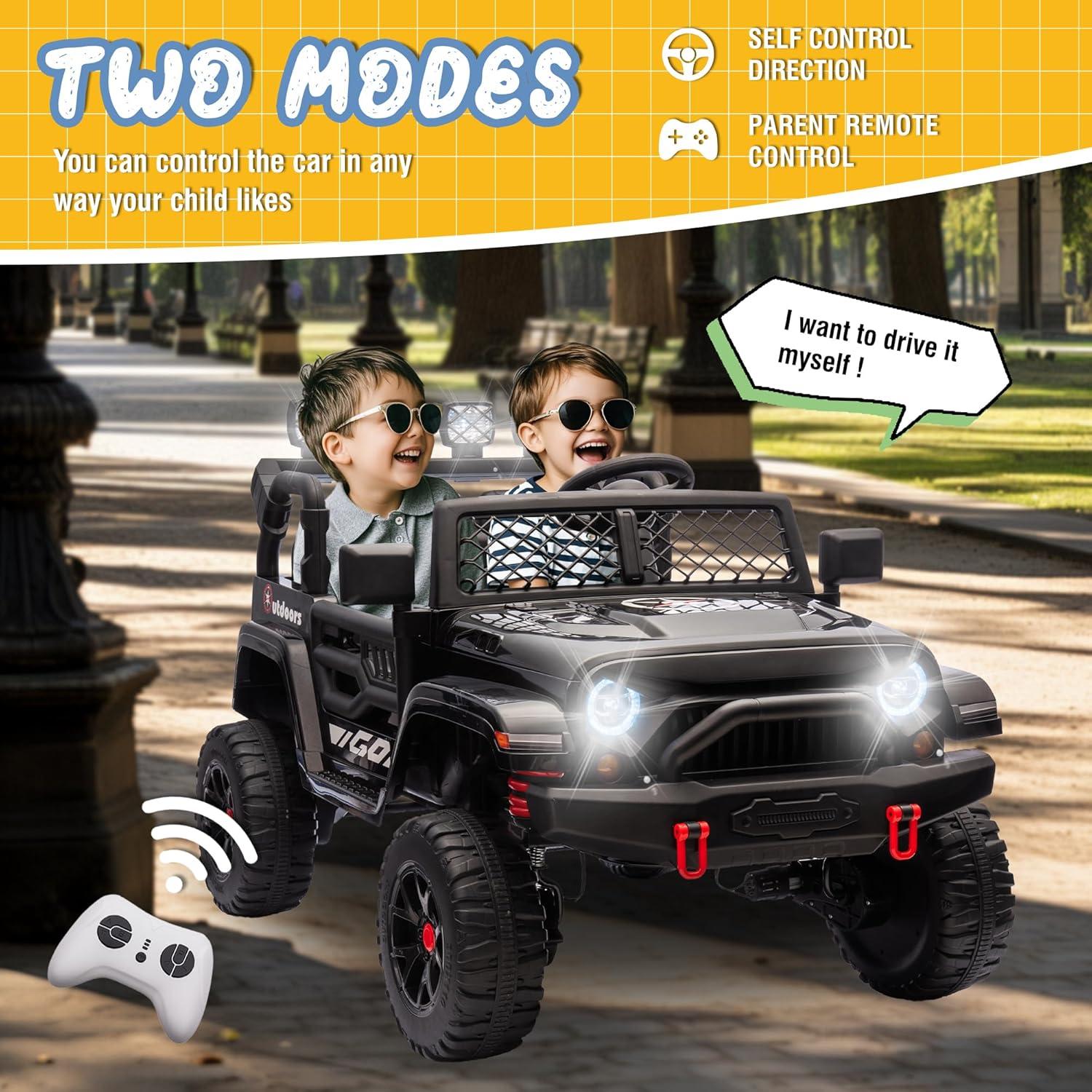 24V Black 2-Seater Electric SUV Ride-On Car with Remote Control