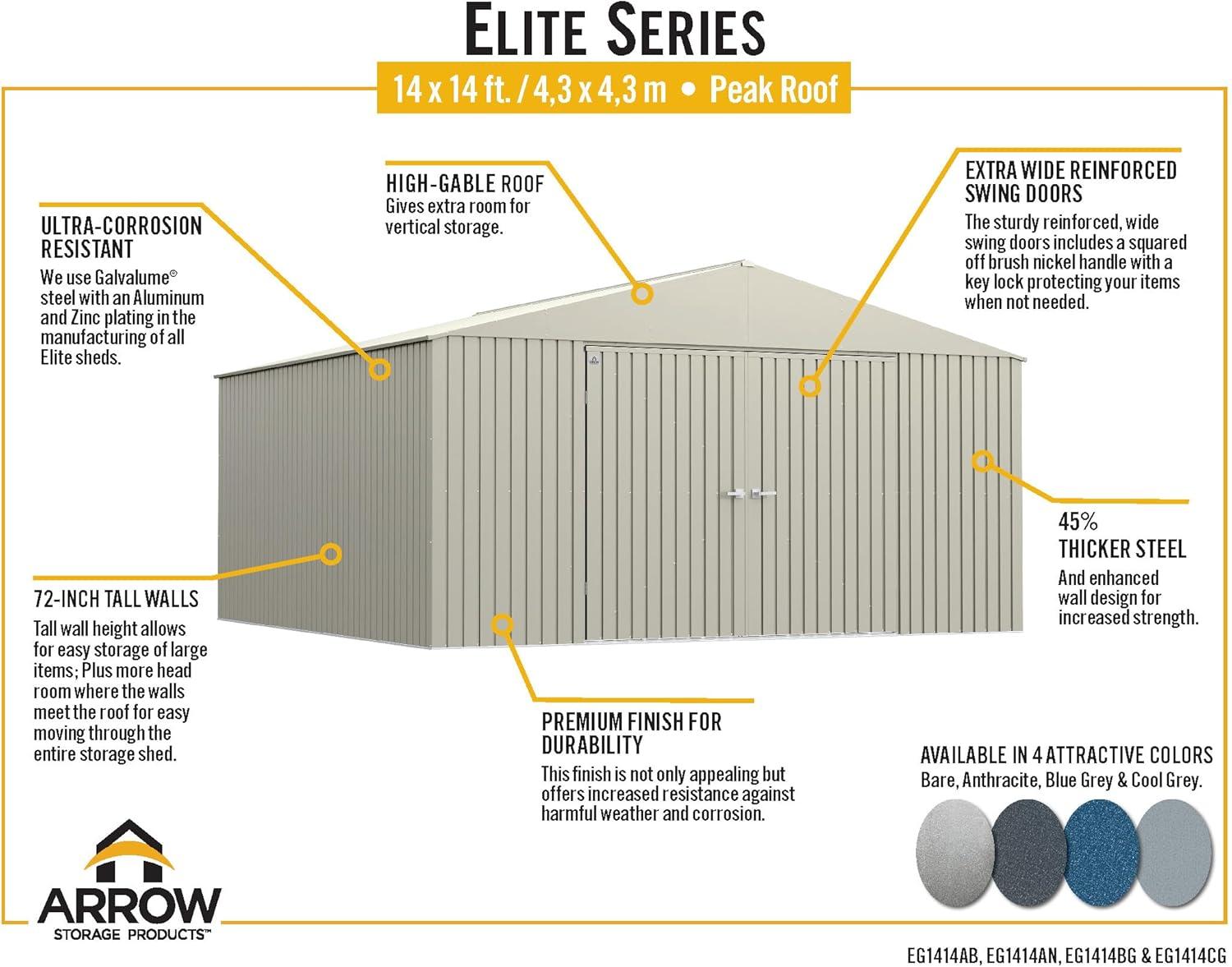 Elite 14 ft. W x 14 ft. D Metal Storage Shed