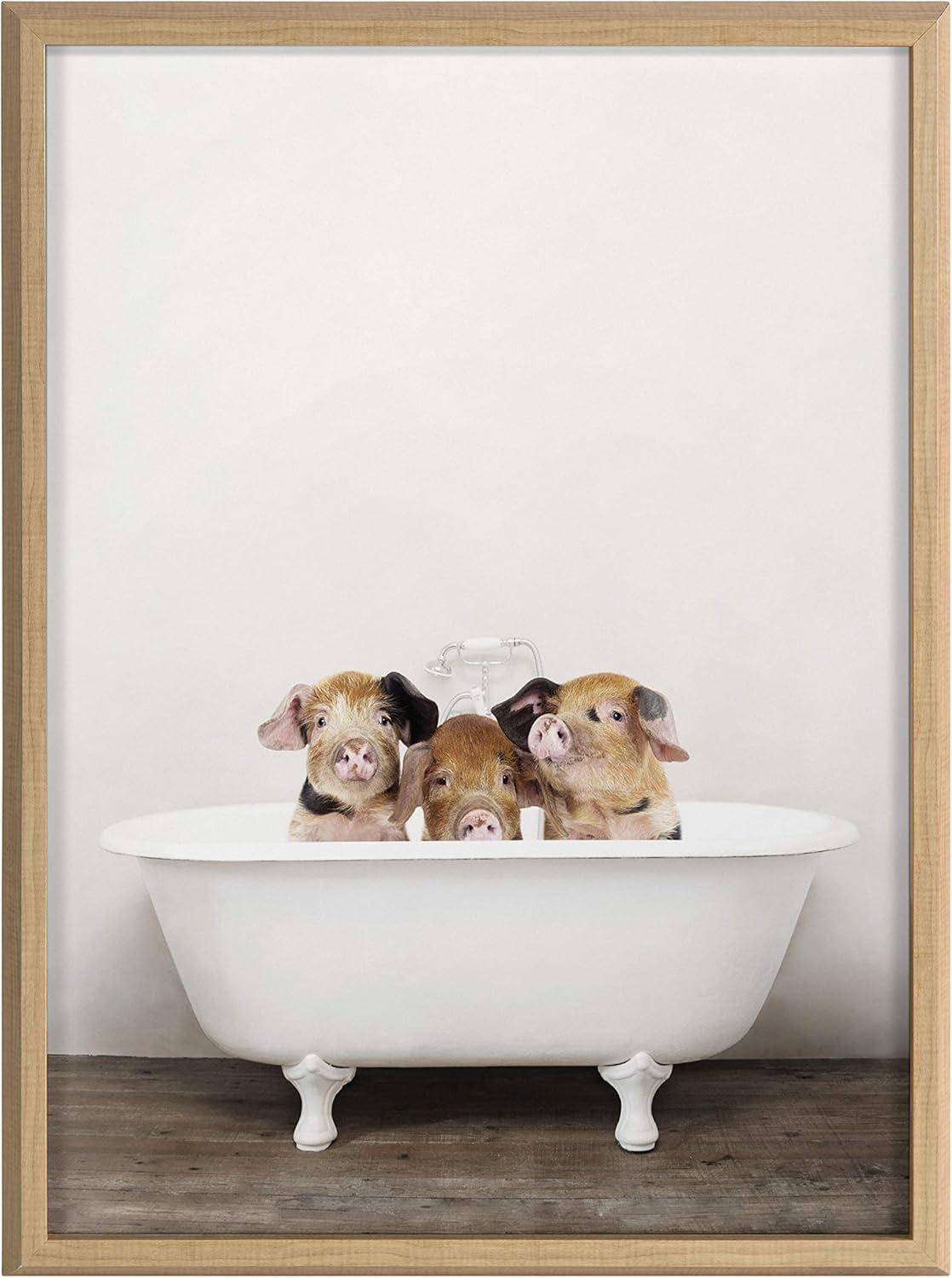 Red Barrel Studio® " Three Little Pigs In Vintage Bathtub " by Amy Peterson