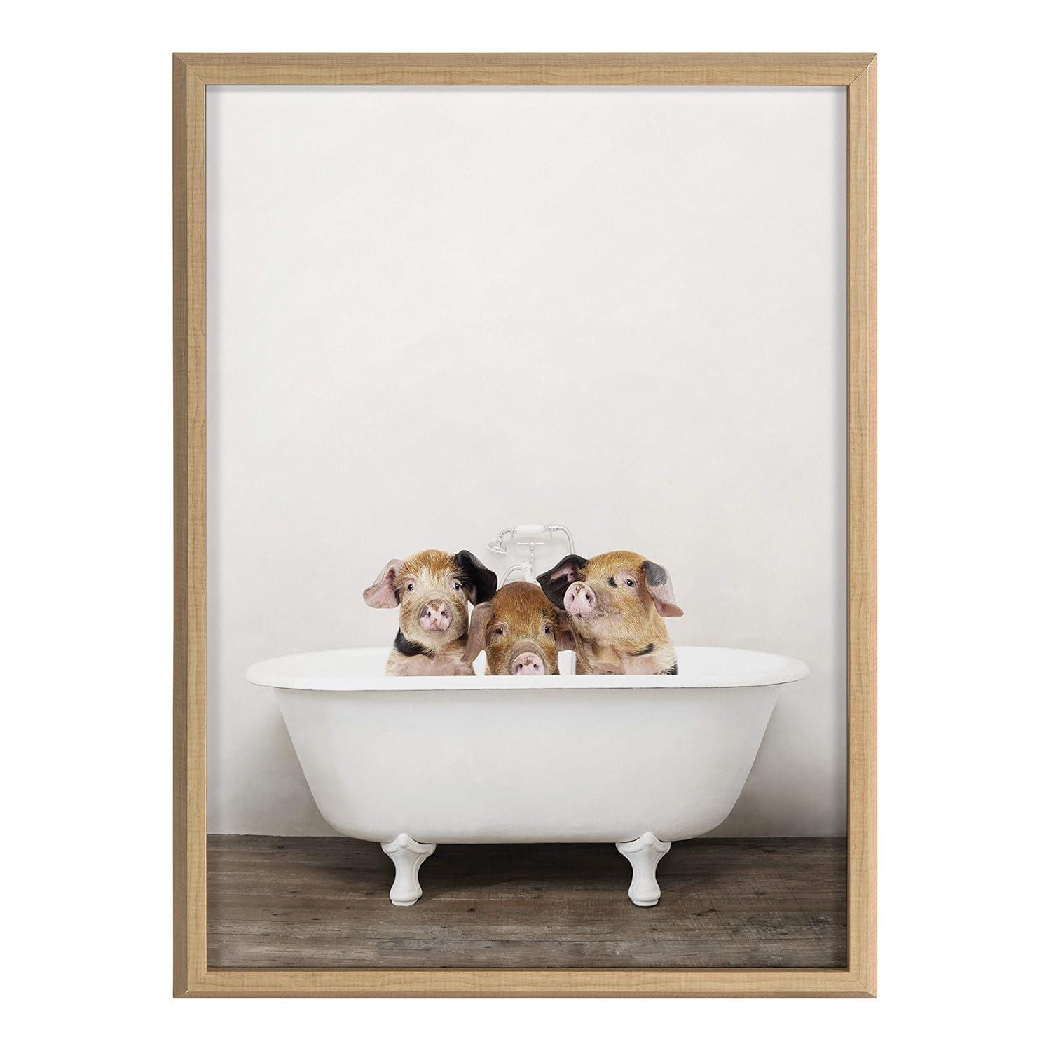 Red Barrel Studio® " Three Little Pigs In Vintage Bathtub " by Amy Peterson