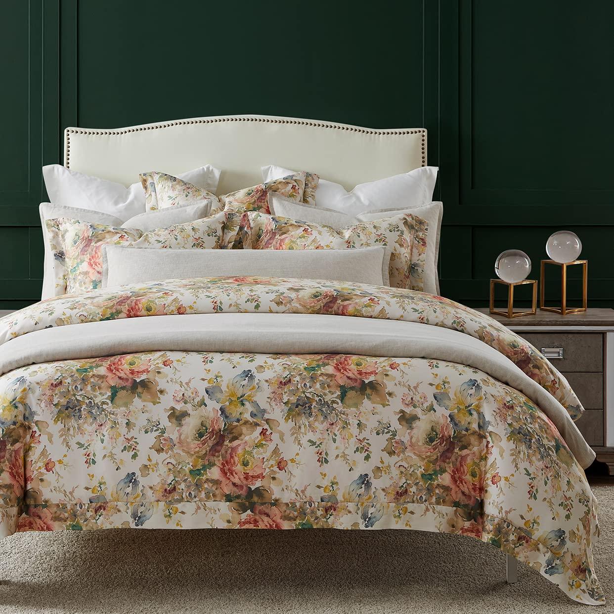 HiEnd Accents Lyocell Jardin Watercolor Floral Chic Casual 3 Piece Comforter Set