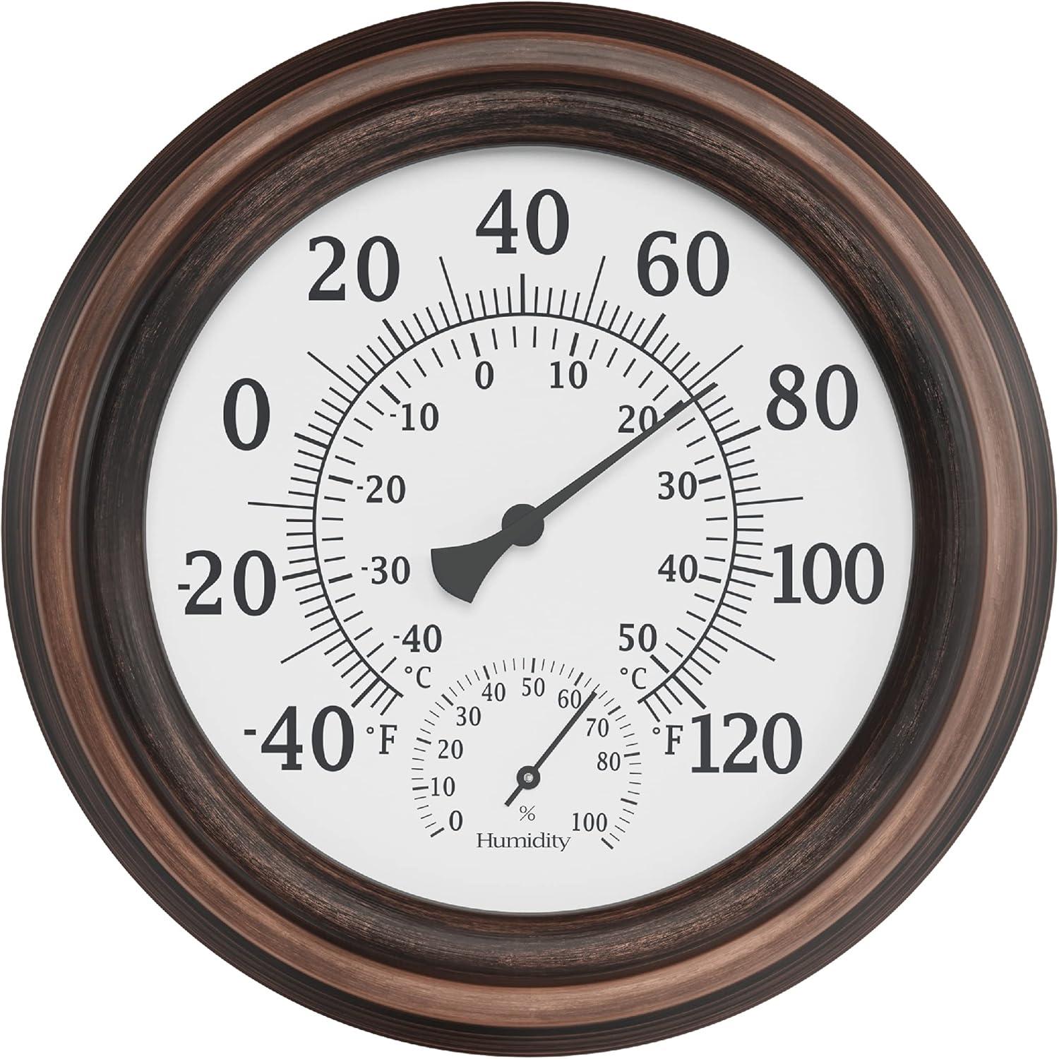 Decorative Indoor Outdoor Temperature & Hygrometer Humidity Gauge Wall Thermometer - Bronze - 5.5 in.