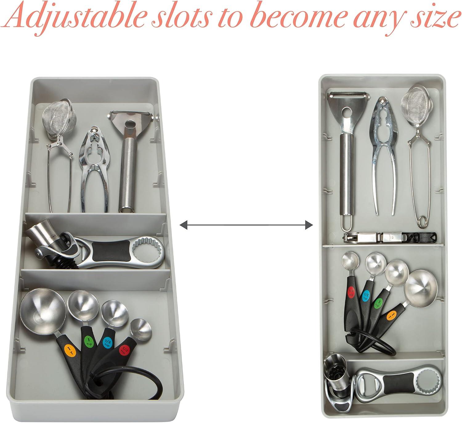 Kitchen Details Adjustable Drawer Organizer in Grey