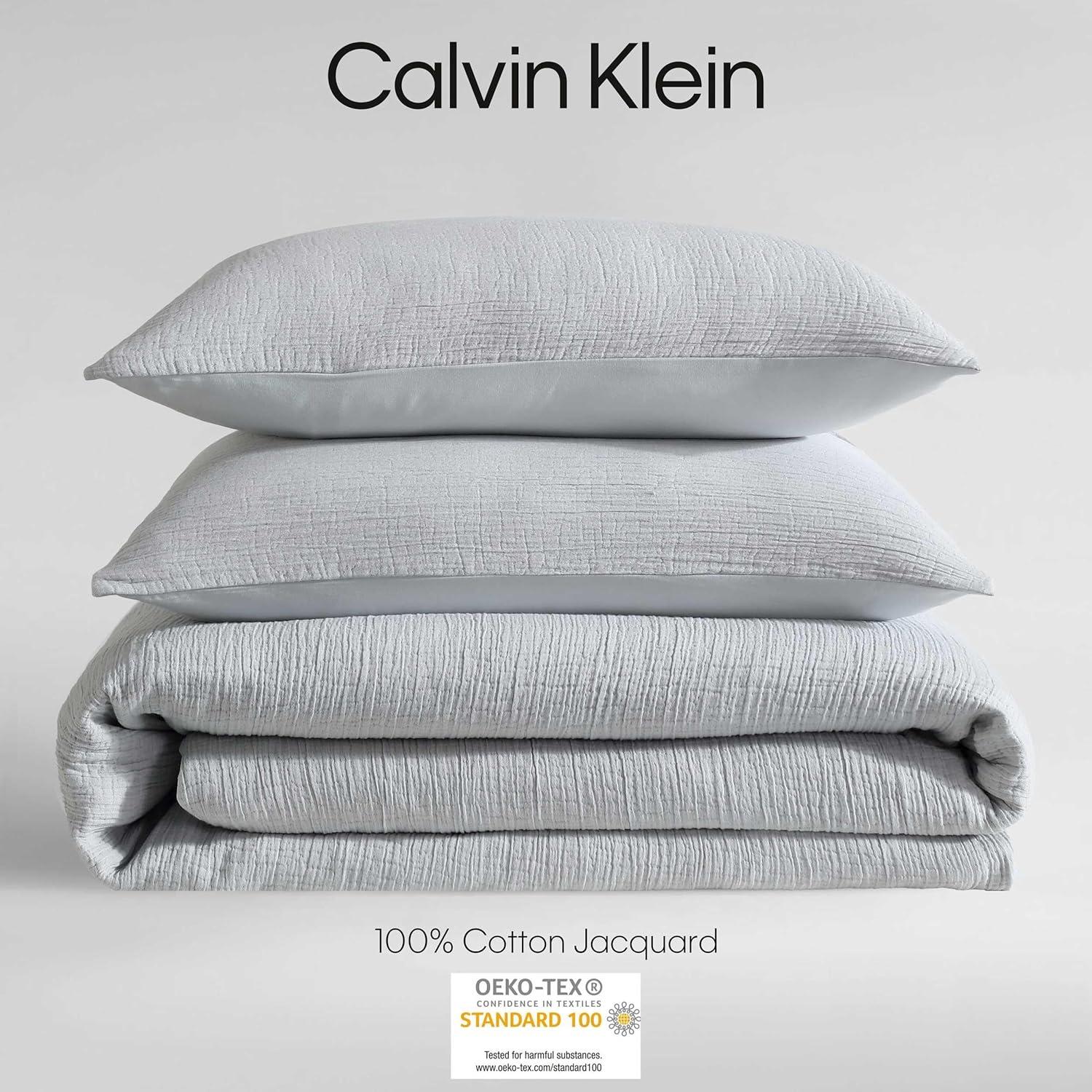 Calvin Klein Calvin Klein Washed Texture Solid Cotton Duvet Cover Set
