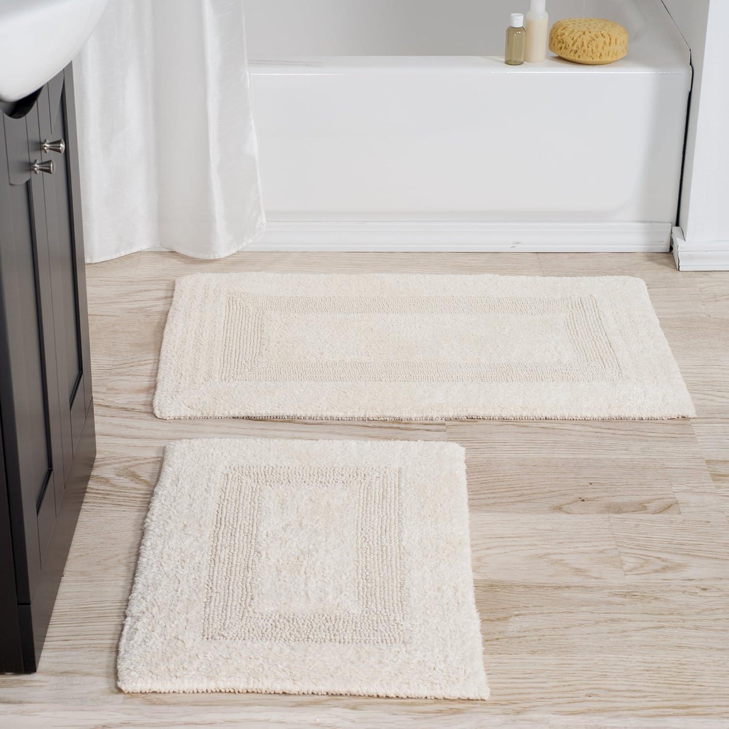 Lavish Home 2-pc Cotton Bath Mat Set - Machine Washable for Bathroom, Kitchen, or Laundry Room