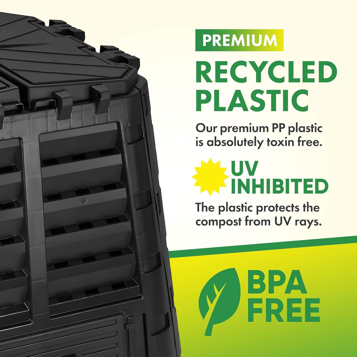 110 Gallon Black Recycled Plastic Outdoor Compost Bin