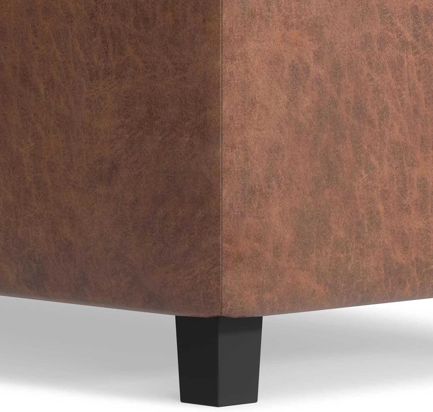 Simpli Home Cosmopolitan 34"W Upholstered Storage Ottoman with Tufted Design and Large Interior Storage