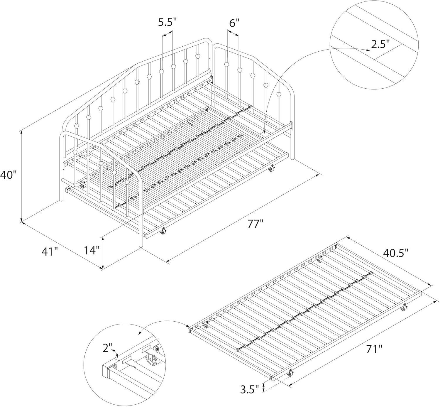 Bushwick Metal Daybed with Trundle