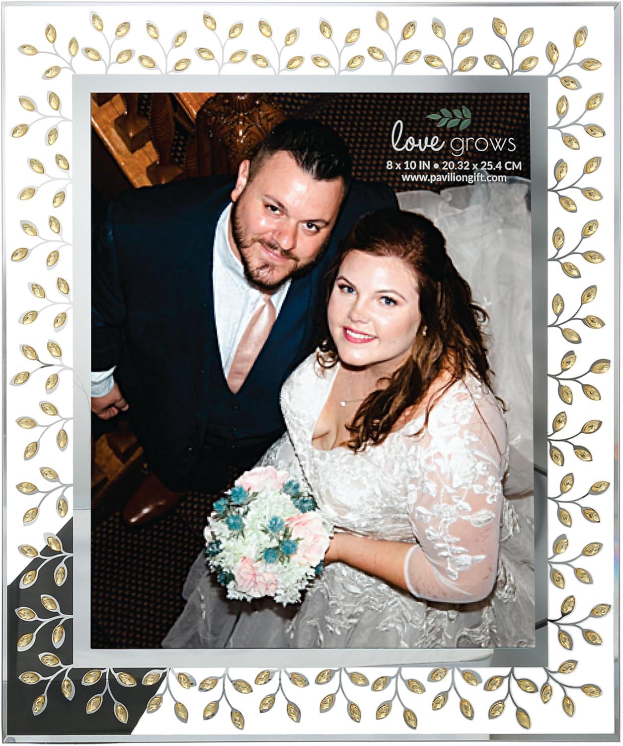 Gold Gems and Silver Glass 11x13 Wedding Photo Frame