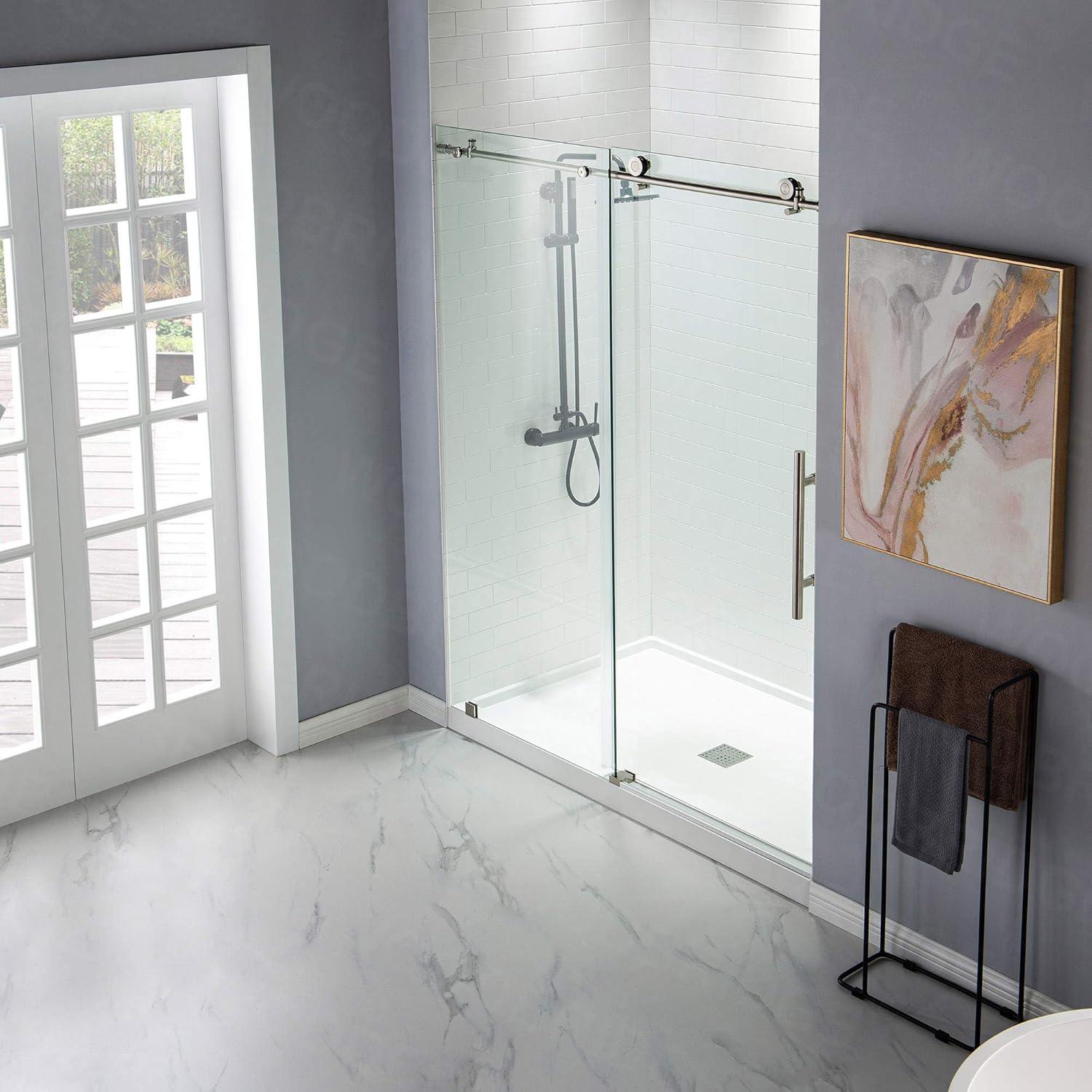 44"- 48" W x 76" H Single Sliding Frameless Shower Door with Clear Glass