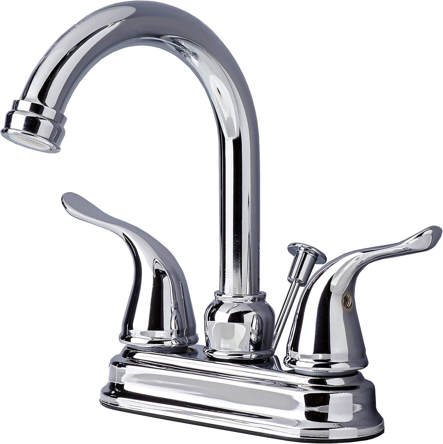 Two Handle Centerset Lavatory Faucet with Drain Assembly