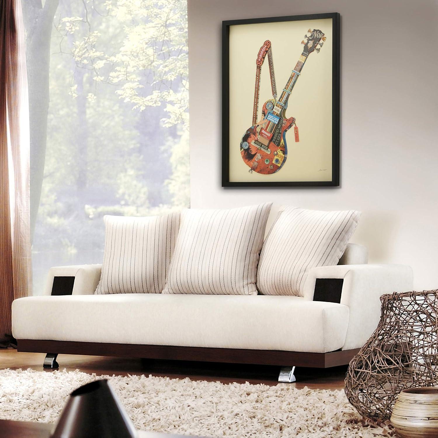 Empire Art Direct Electric Guitar Dimensional Collage Framed Graphic Art Under Glass Wall Art, 25" x 33" x 1.4", Ready to Hang