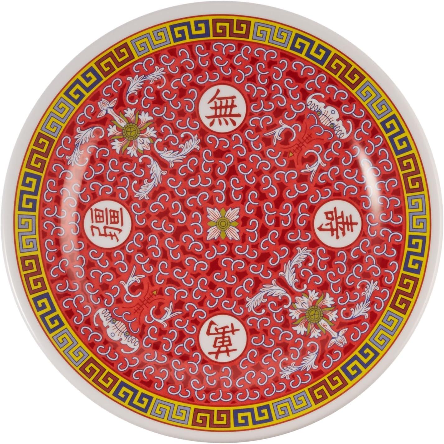 Red and Gold Melamine 9-Inch Appetizer Plates, Set of 12