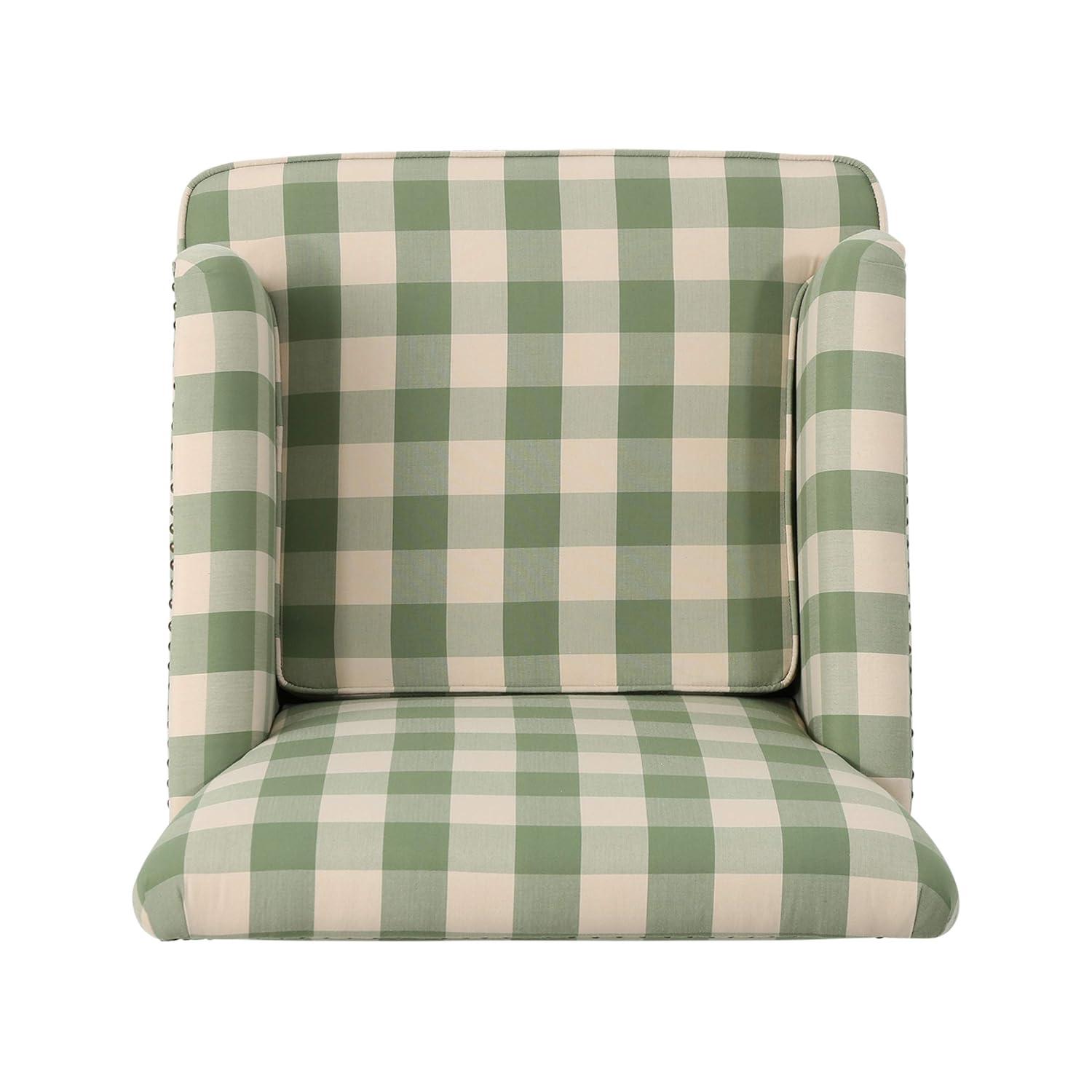 Christopher Knight Home Harrison Tufted Club Chair Green Checkerboard: Studded, Polyester Upholstery, Hardwood Frame