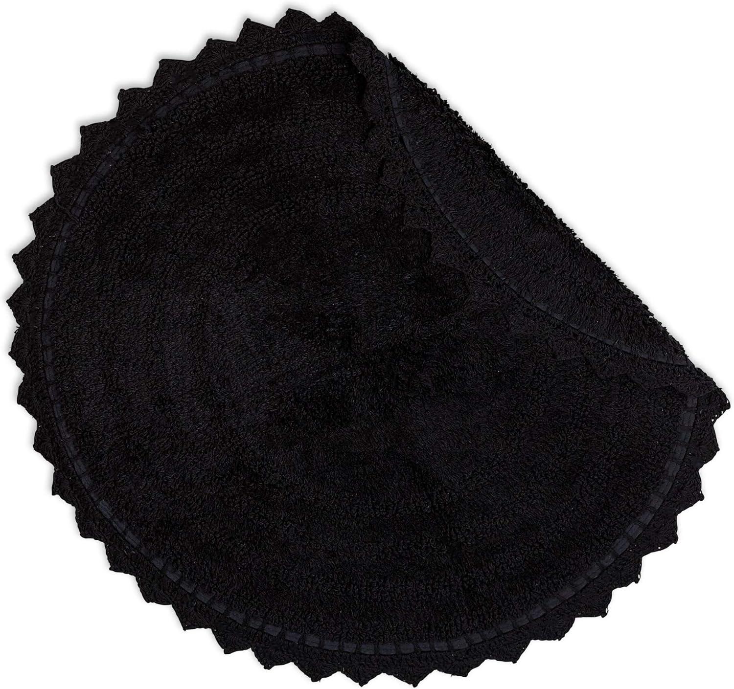 Design Imports Black Round Crochet Bath Mat