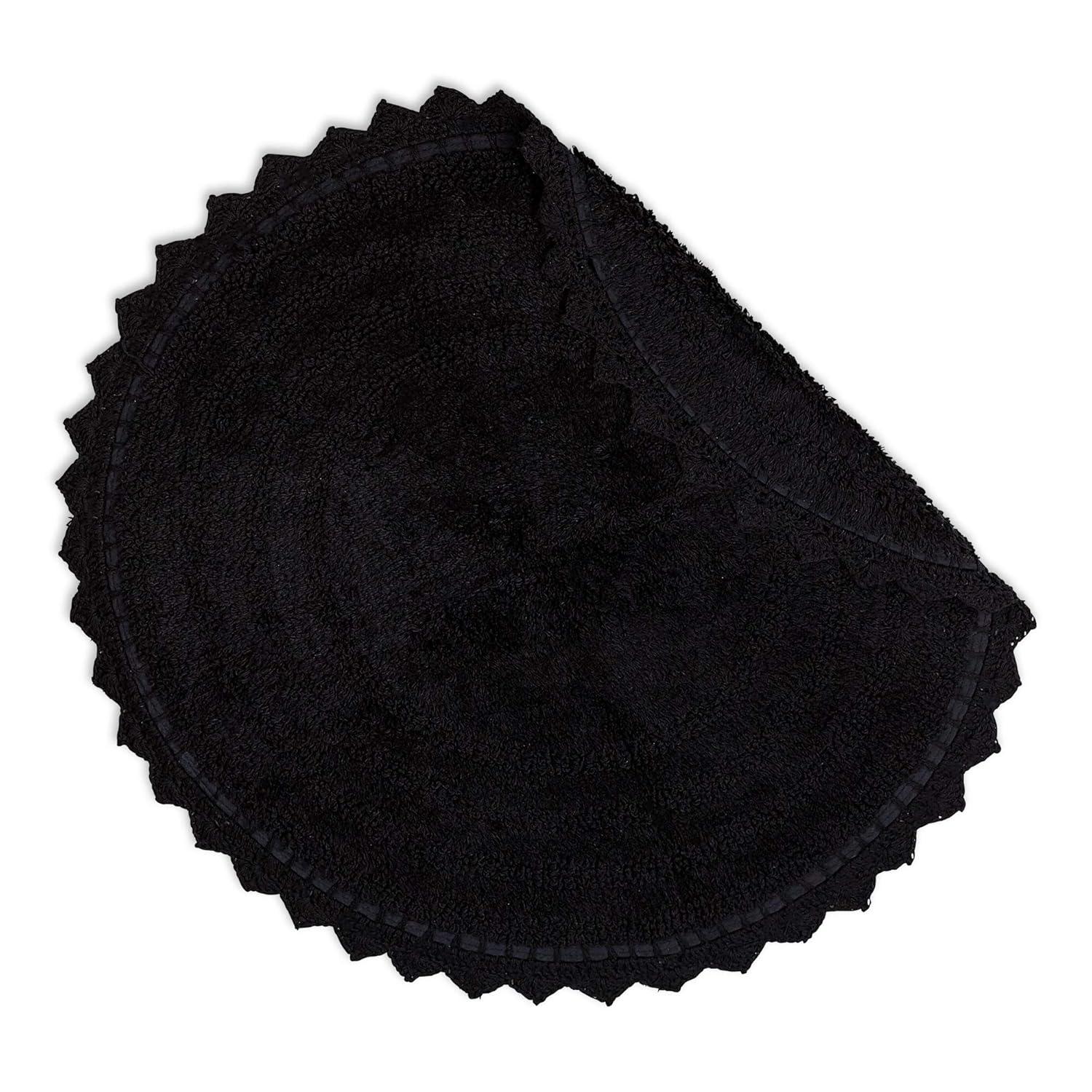 Design Imports Black Round Crochet Bath Mat
