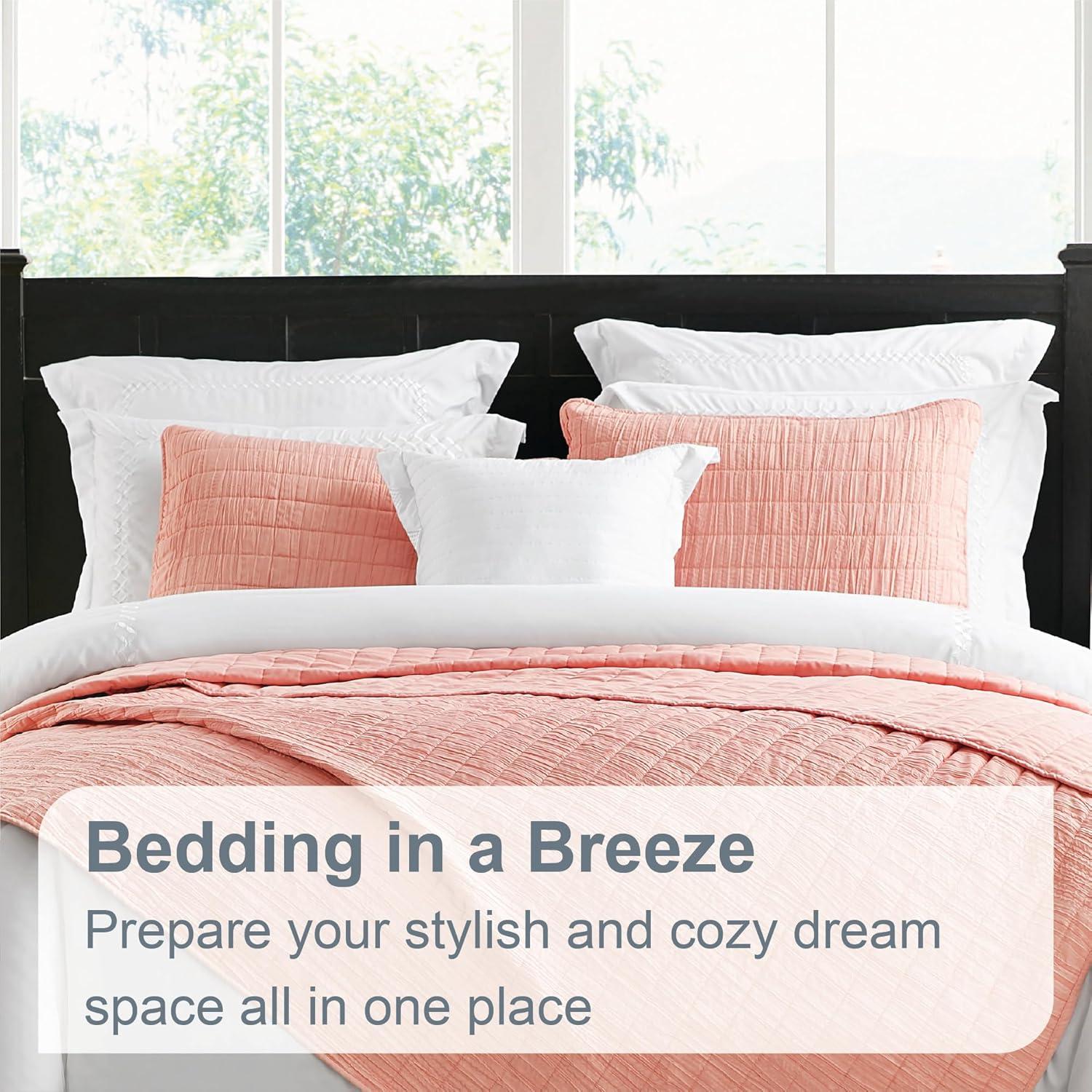 Swift Home Ultra Soft Crinkle Washed Microfiber 3-Piece Quilt Set
