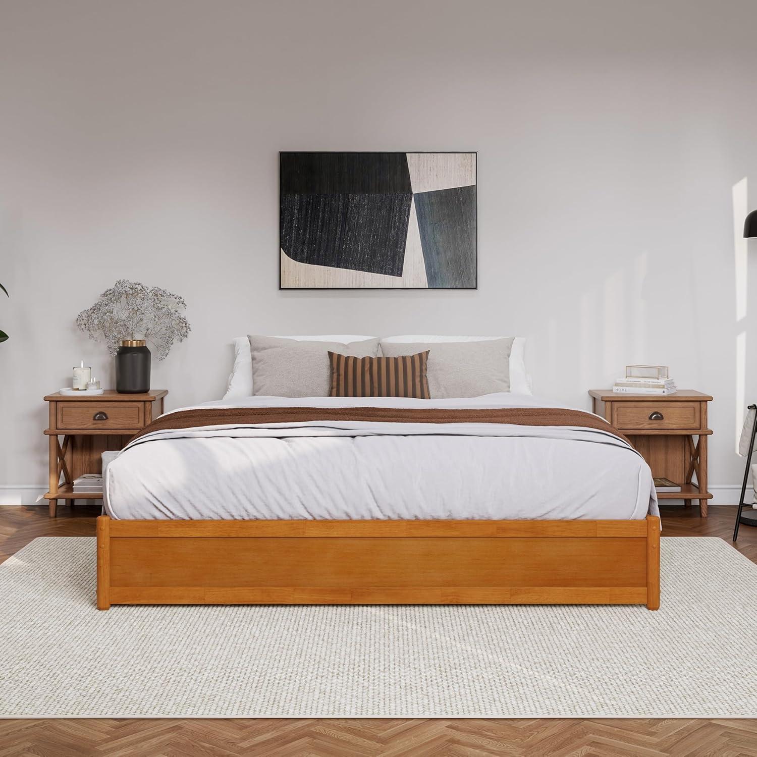 Barcelona Light Toffee King Wood Frame Platform Bed with Storage Drawers