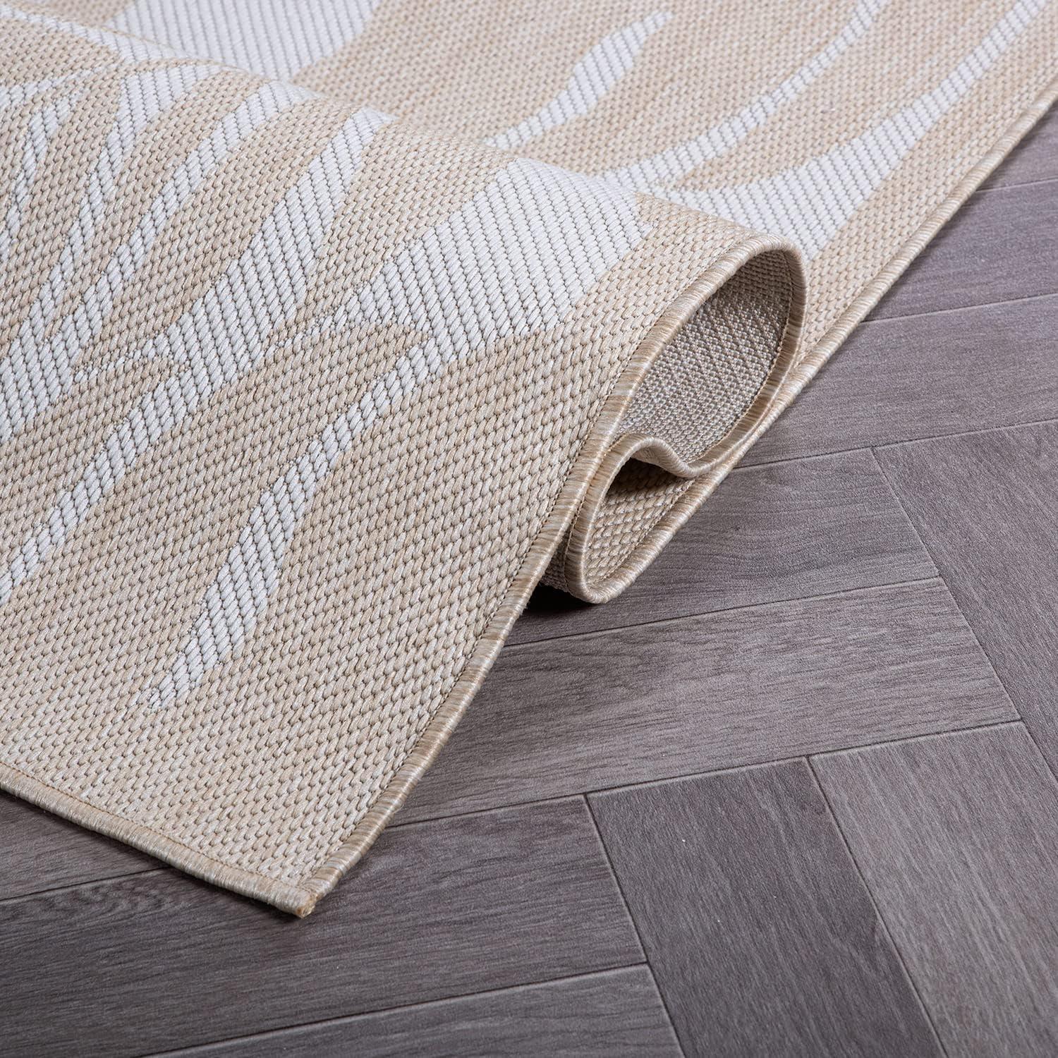 World Rug Gallery Floral Leaves Textured Flat Weave Indoor/Outdoor Area Rug - NATURAL 7'10"X10'