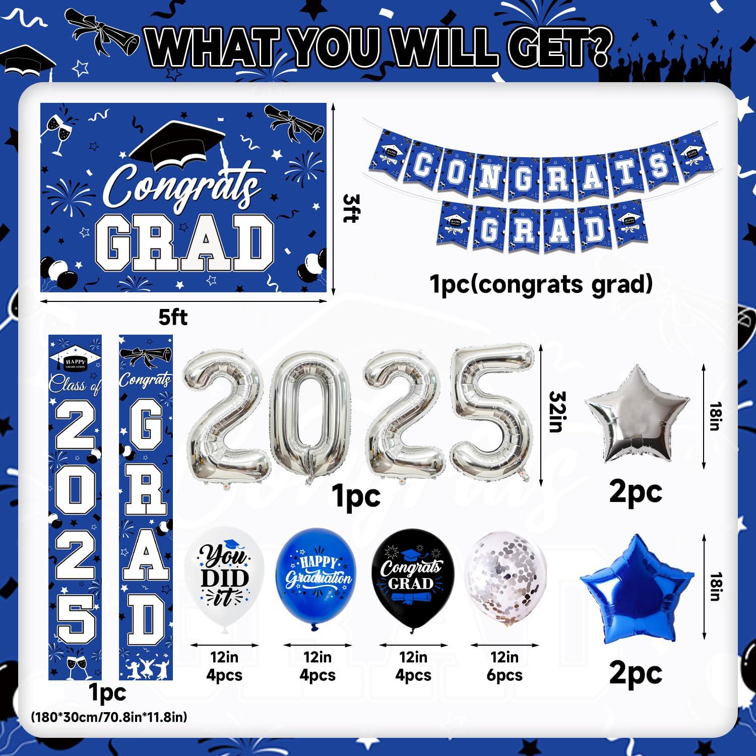 Graduation Decorations 2025, Graduation Decorations Class of 2025, Red Themed 2025 Graduations Party Decorations Include Banner, Backdrop, Balloons Kit, Foil Number 2025 for Grad Party Supplies