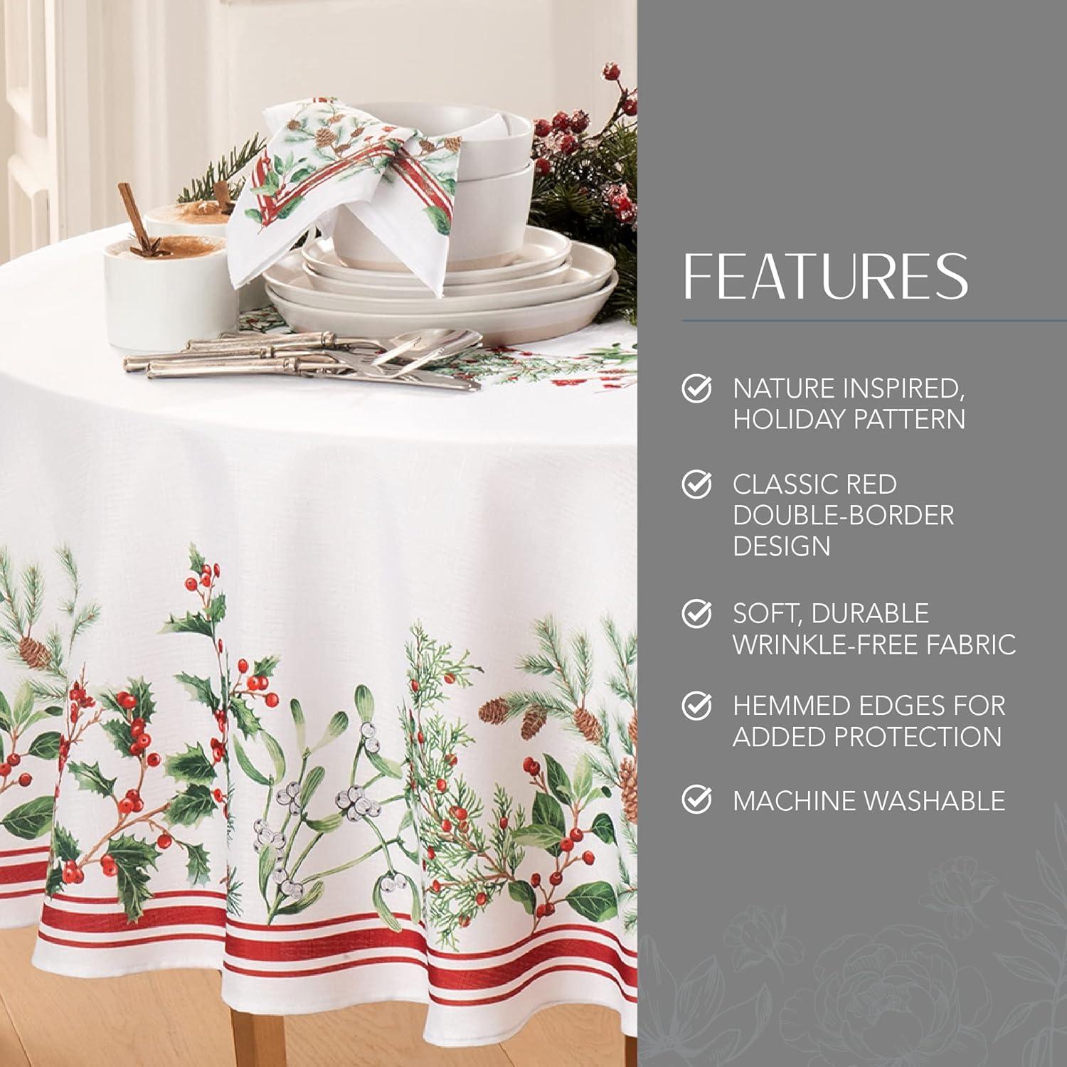 Elrene Winter Holiday Berry Tablecloth - Elrene Home Fashions