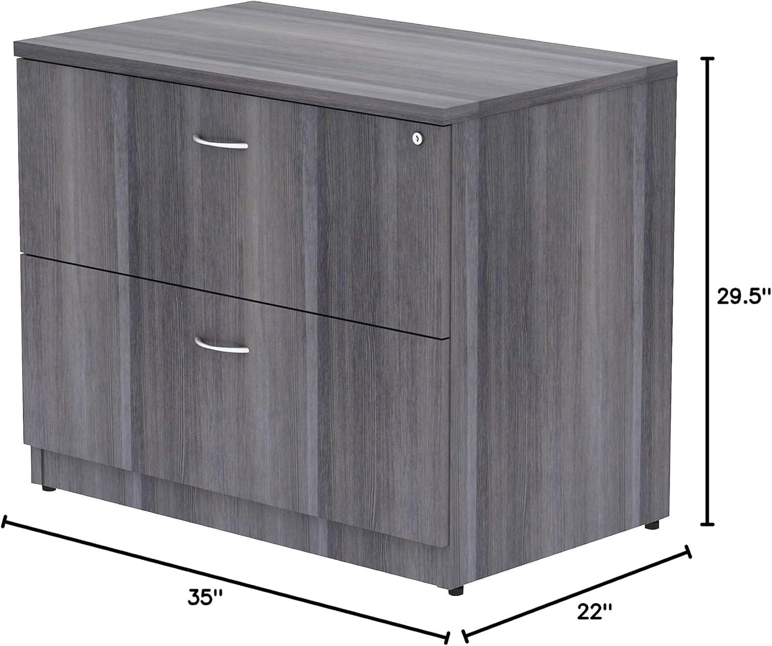 Weathered Charcoal 2-Drawer Lockable Lateral File Cabinet