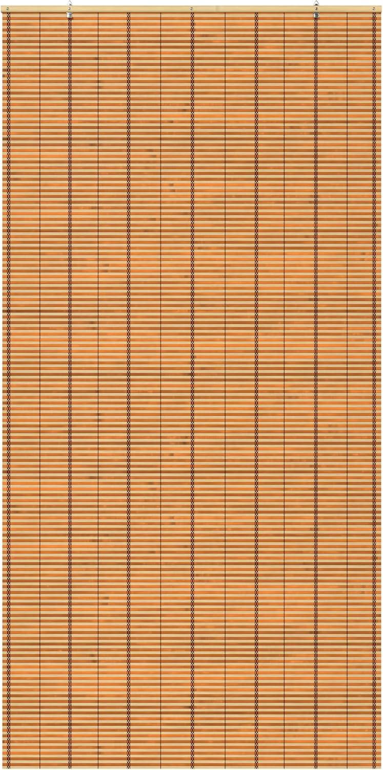 Oriental Furniture Burnt Bamboo Cordless Window Shade - Two-tone Honey 36" W
