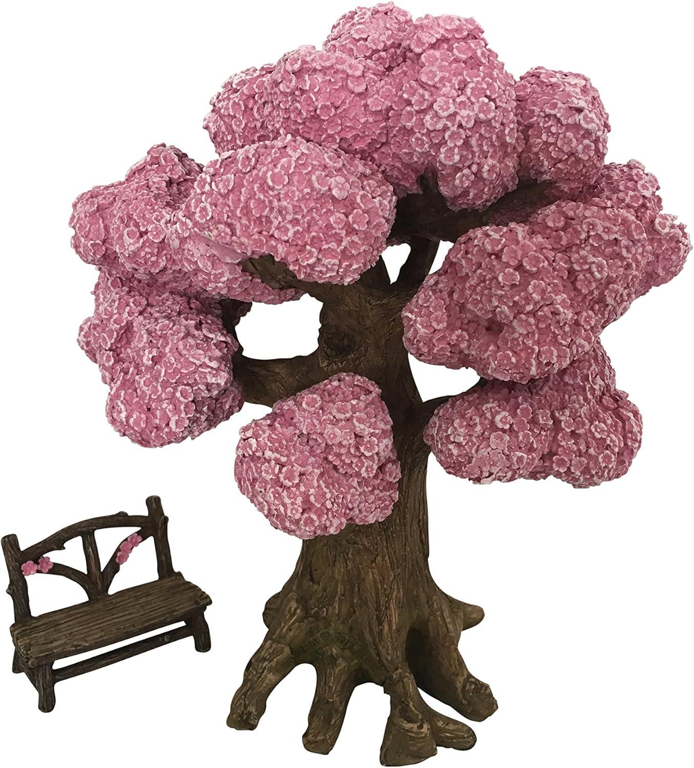 Ethan’s Magical Tree with a Matching Fairy Bench for the Enchanted Fairy Garden (9 Inch Tall) - A Fairy Garden Accessory by GlitZGlam