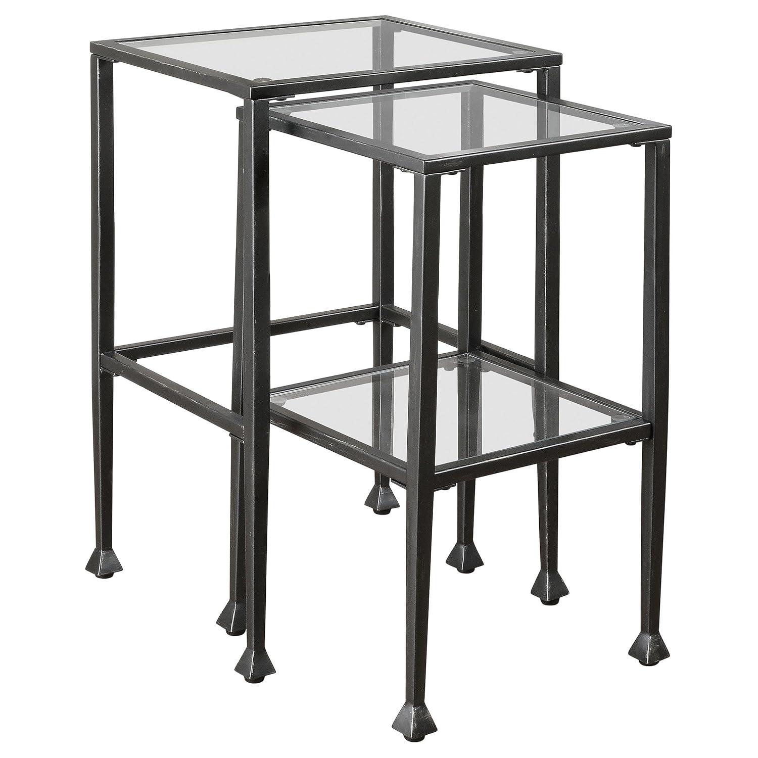 Coaster Furniture Coaster Furniture Leilani 2-piece Glass Top Nesting Table Set Black (Set of 2)