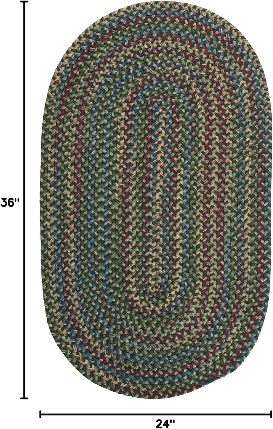 Worley Dark Green Braided Oval 2x3 Area Rug