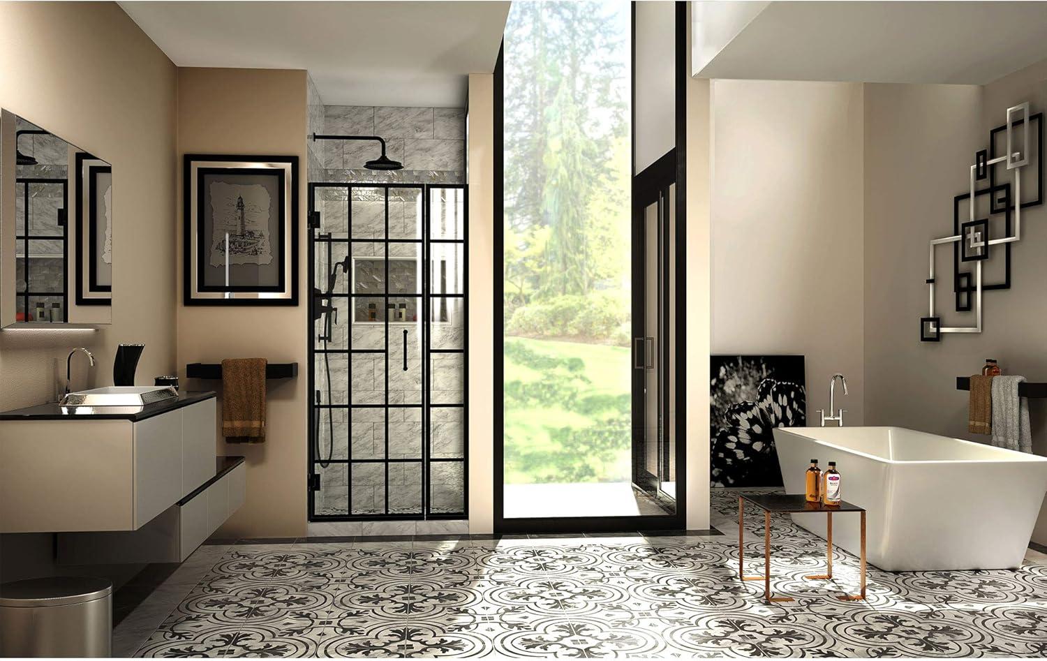 Unidoor Toulon 34" W x 72" H Hinged Frameless Shower Door