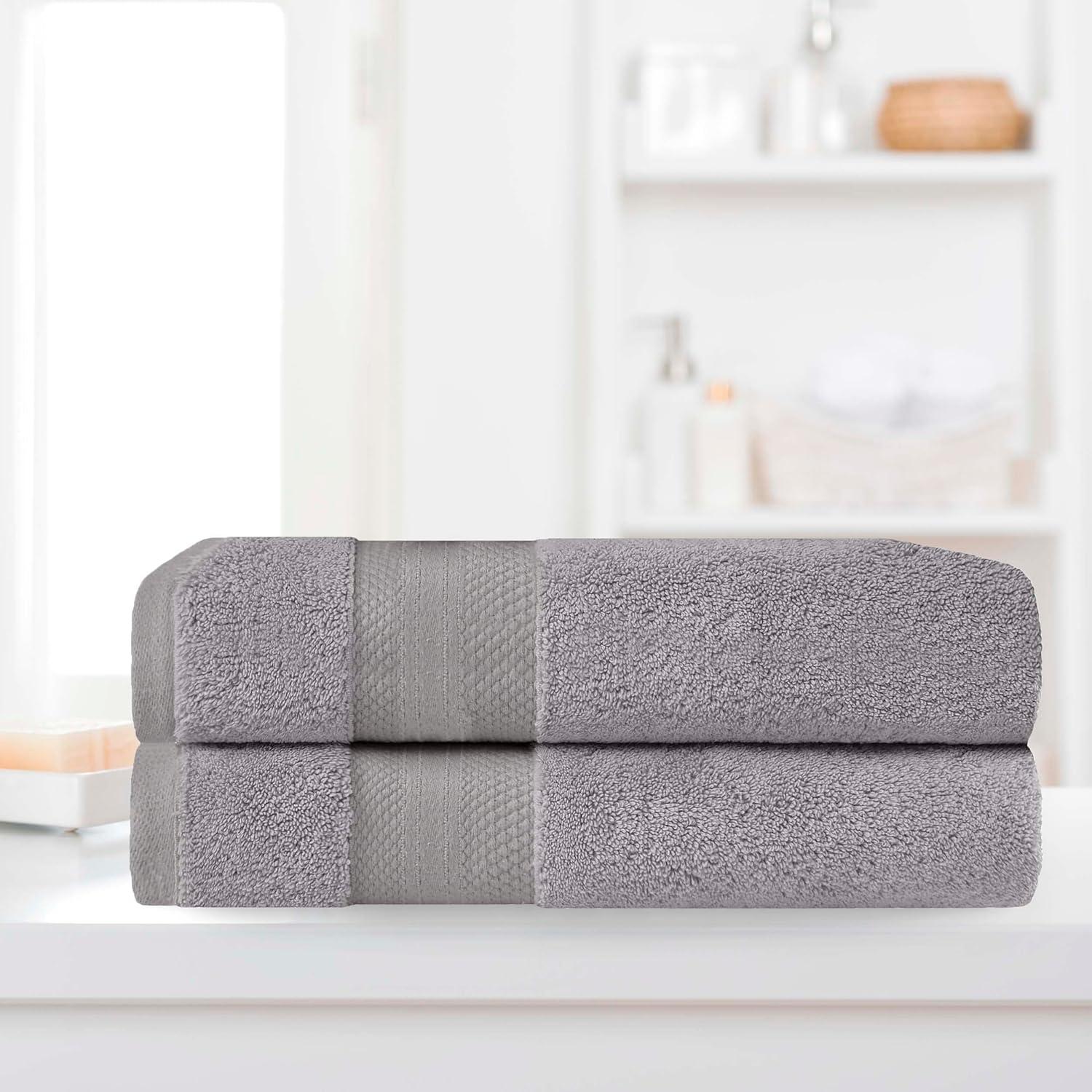 Oversized Grey Turkish Cotton 2-Piece Bath Sheet Set