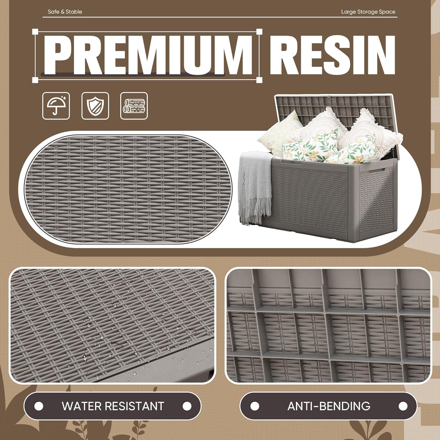 GUNJI GUNJI 100 Gallon Water Resistant Resin Lockable Deck Box