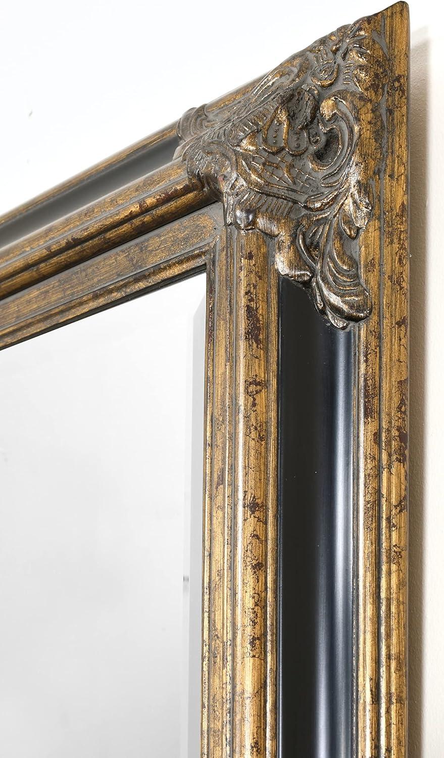 Grand Victorian Antique Gold and Black Full Length Mirror