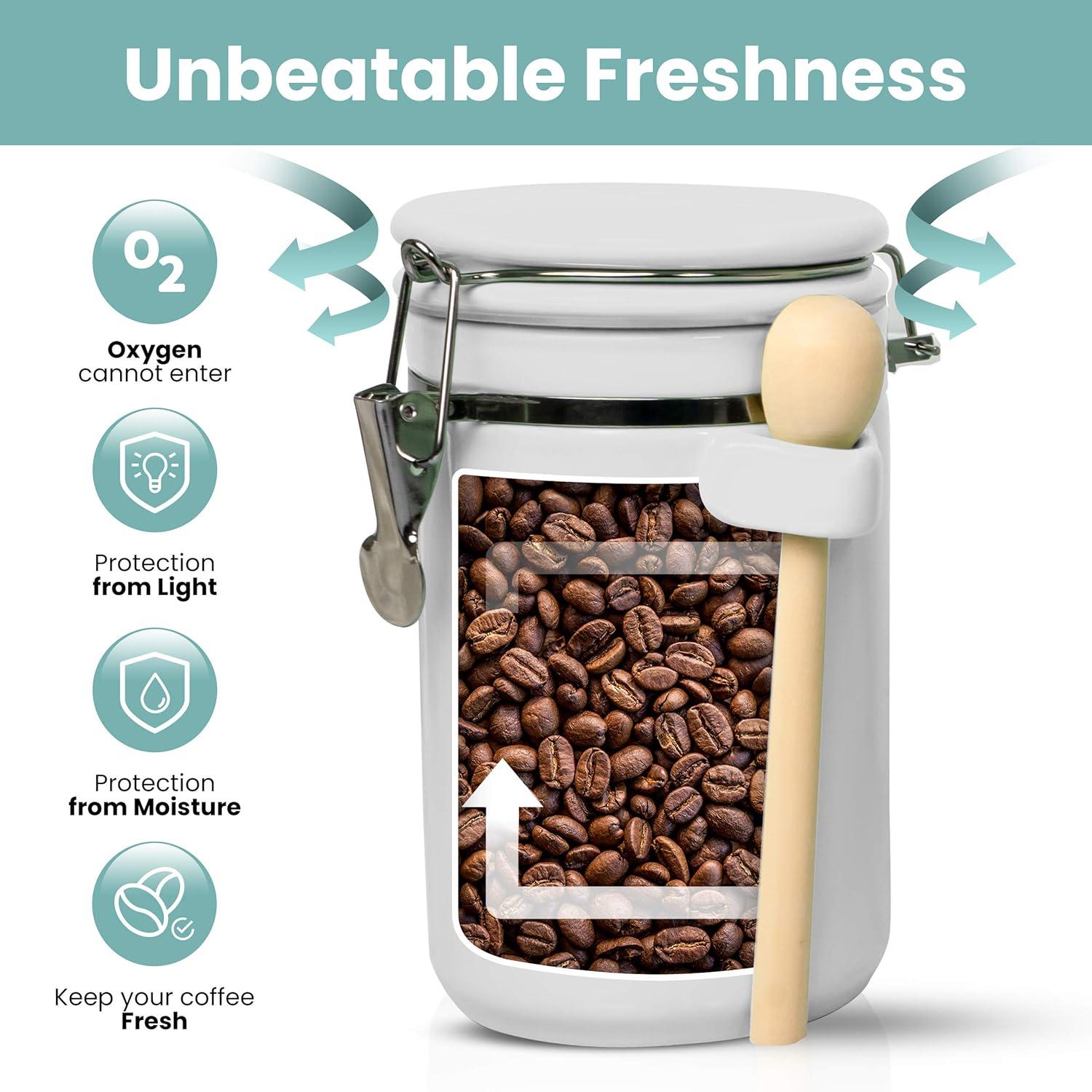 Home Intuition Home Intuition Ceramic Kitchen Canisters Set of 4 with Wooden Spoons Reusable Chalk Labels, Coffee, Tea (Red)