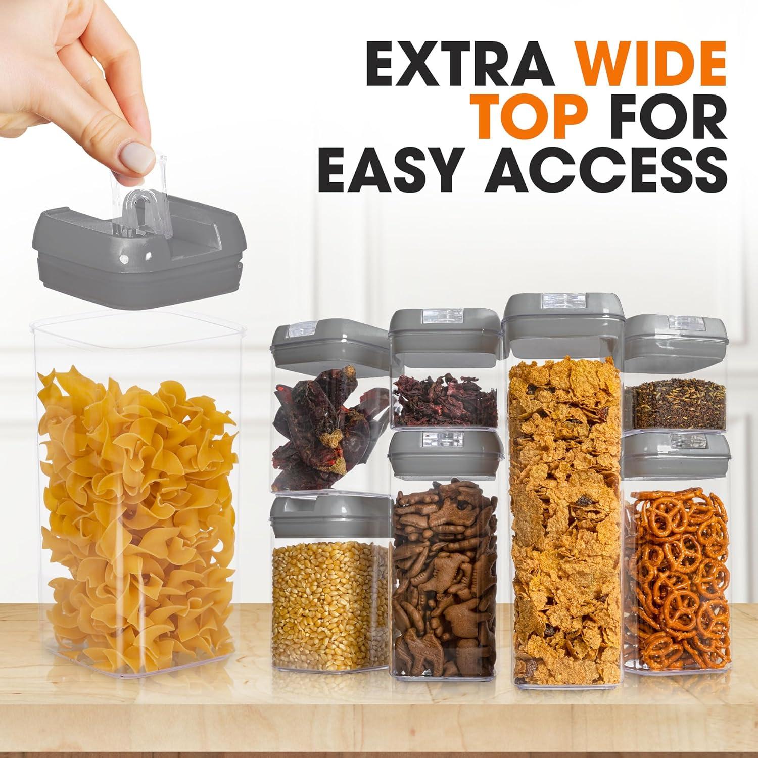 Cheer Collection Airtight Food Storage Containers, Set of 7 (Gray)