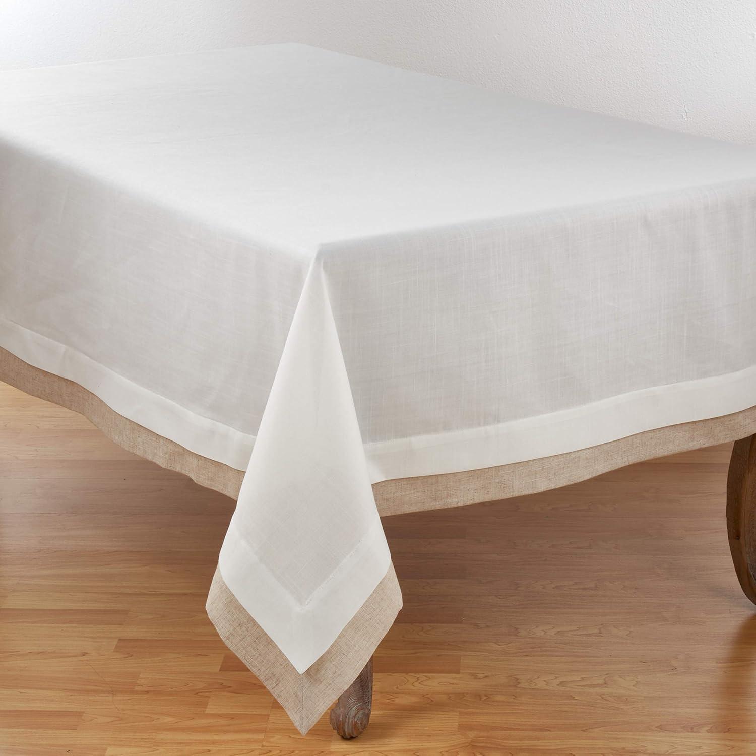 Ivory and Natural Double Layer Rectangular Tablecloth 67" x 180"