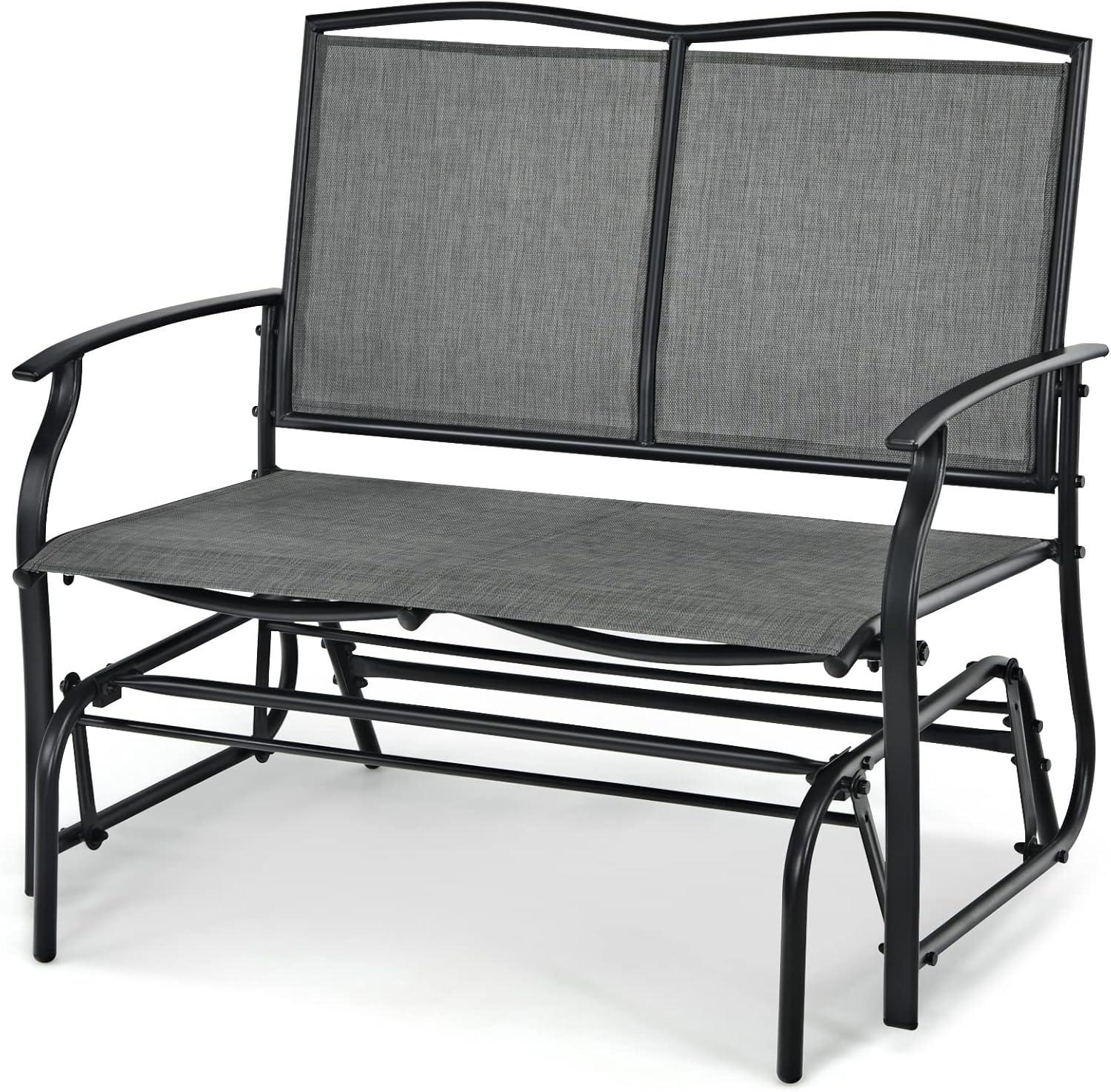 Best Choice Products 2-Person Outdoor Swing Glider, Steel Patio Loveseat, Bench Rocker w/ Armrests - Gray
