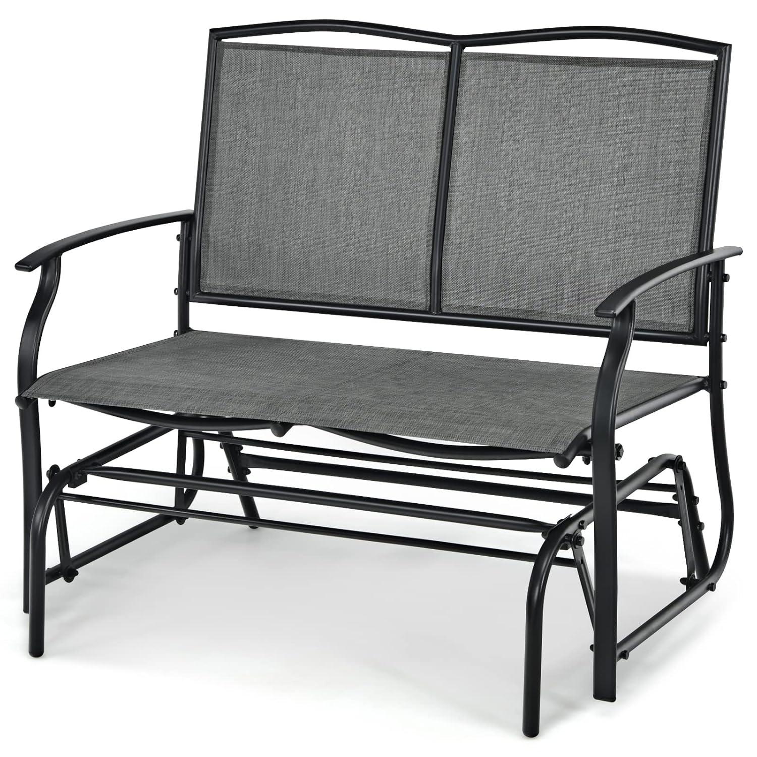Best Choice Products 2-Person Outdoor Swing Glider, Steel Patio Loveseat, Bench Rocker w/ Armrests - Gray