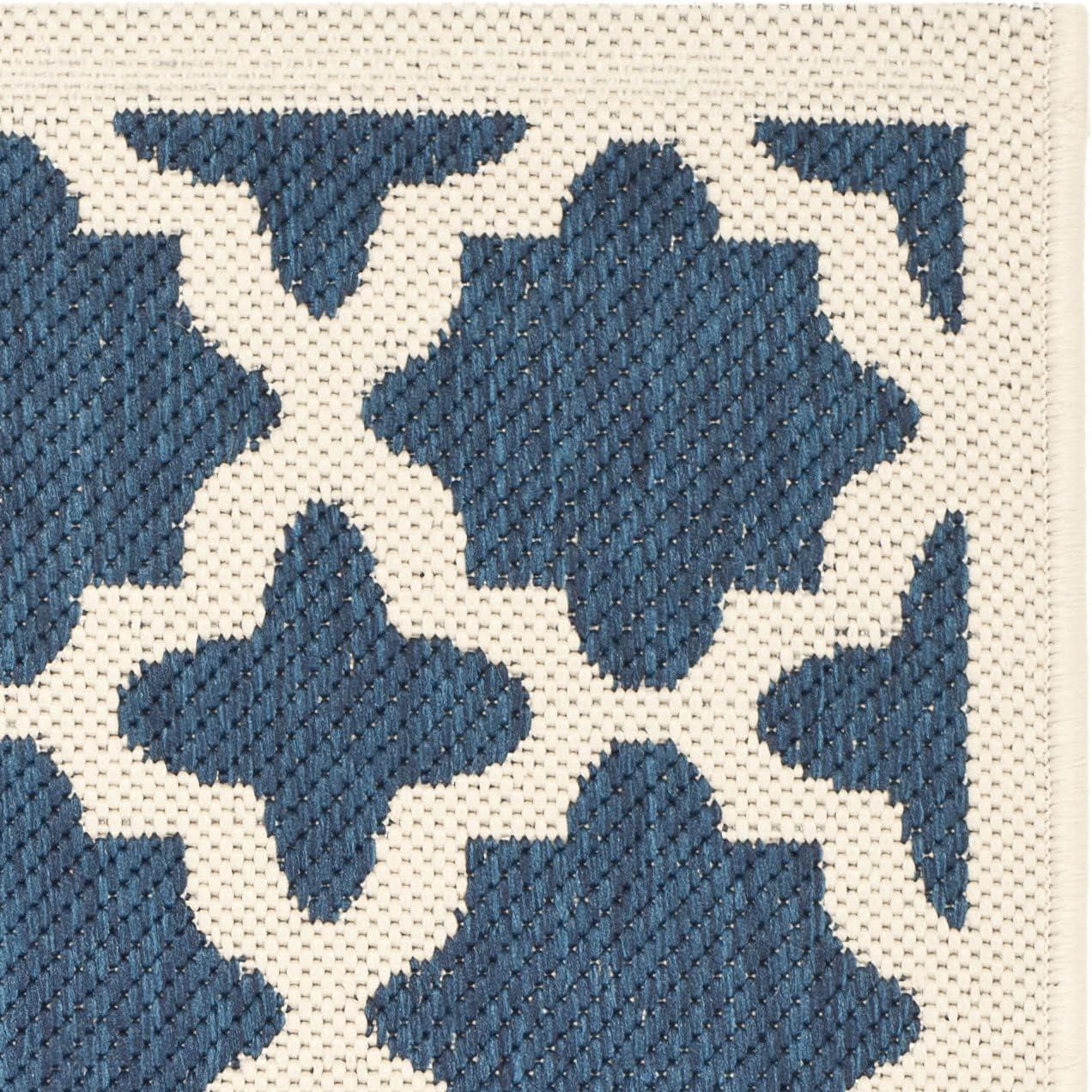 Courtyard CY6913 Power Loomed Indoor and Outdoor Accent Rug - Navy/Beige - 2'x3'7" - Safavieh