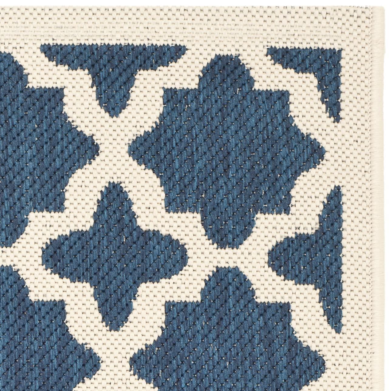 Courtyard CY6913 Power Loomed Indoor and Outdoor Accent Rug - Navy/Beige - 2'x3'7" - Safavieh