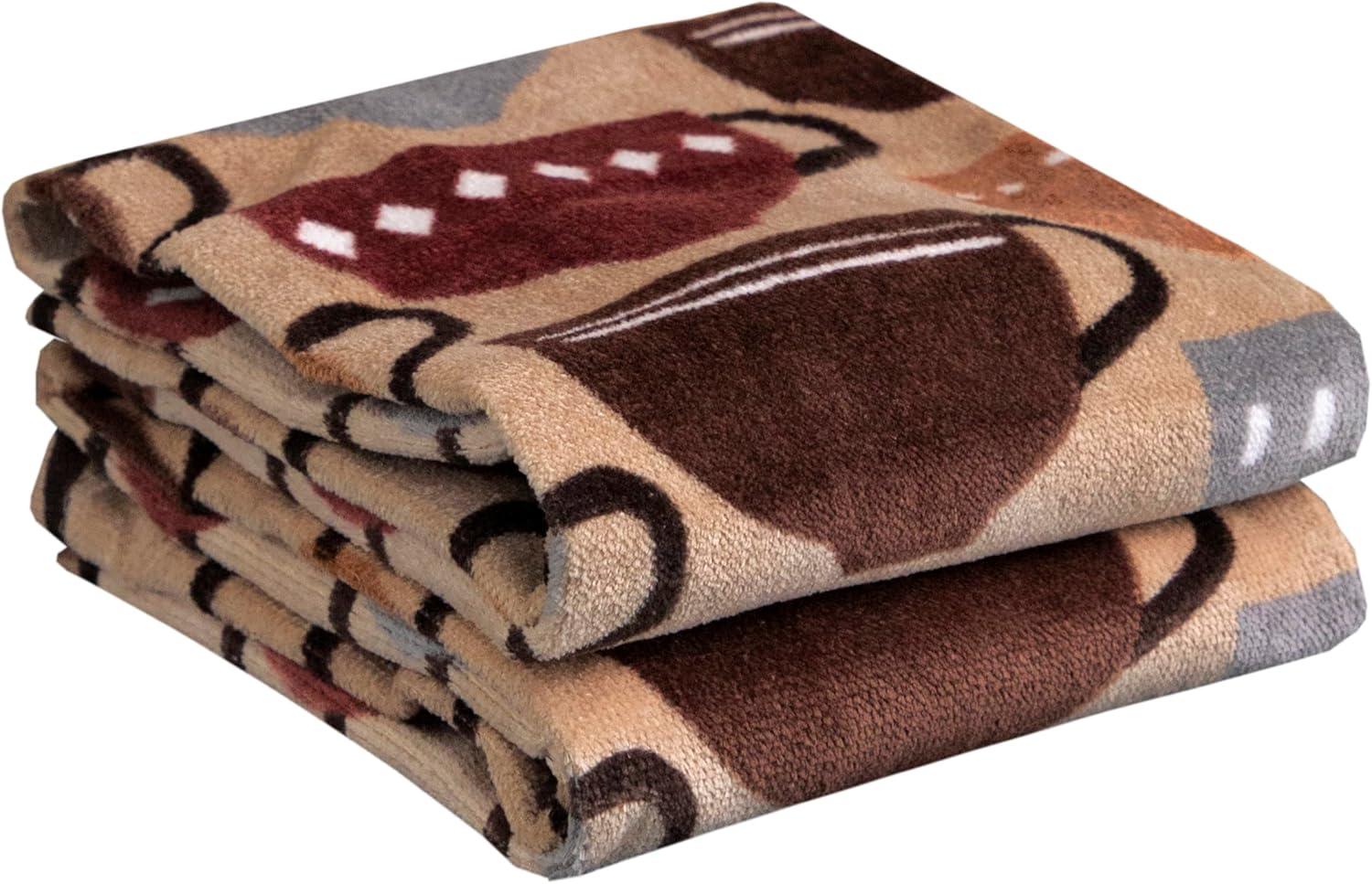 Coffee Print Brown Cotton Kitchen Towel Set