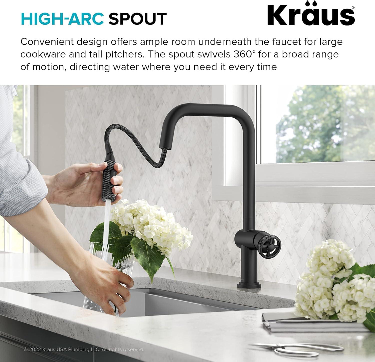 Urbix Industrial Pull-Down Single Handle Kitchen Faucet