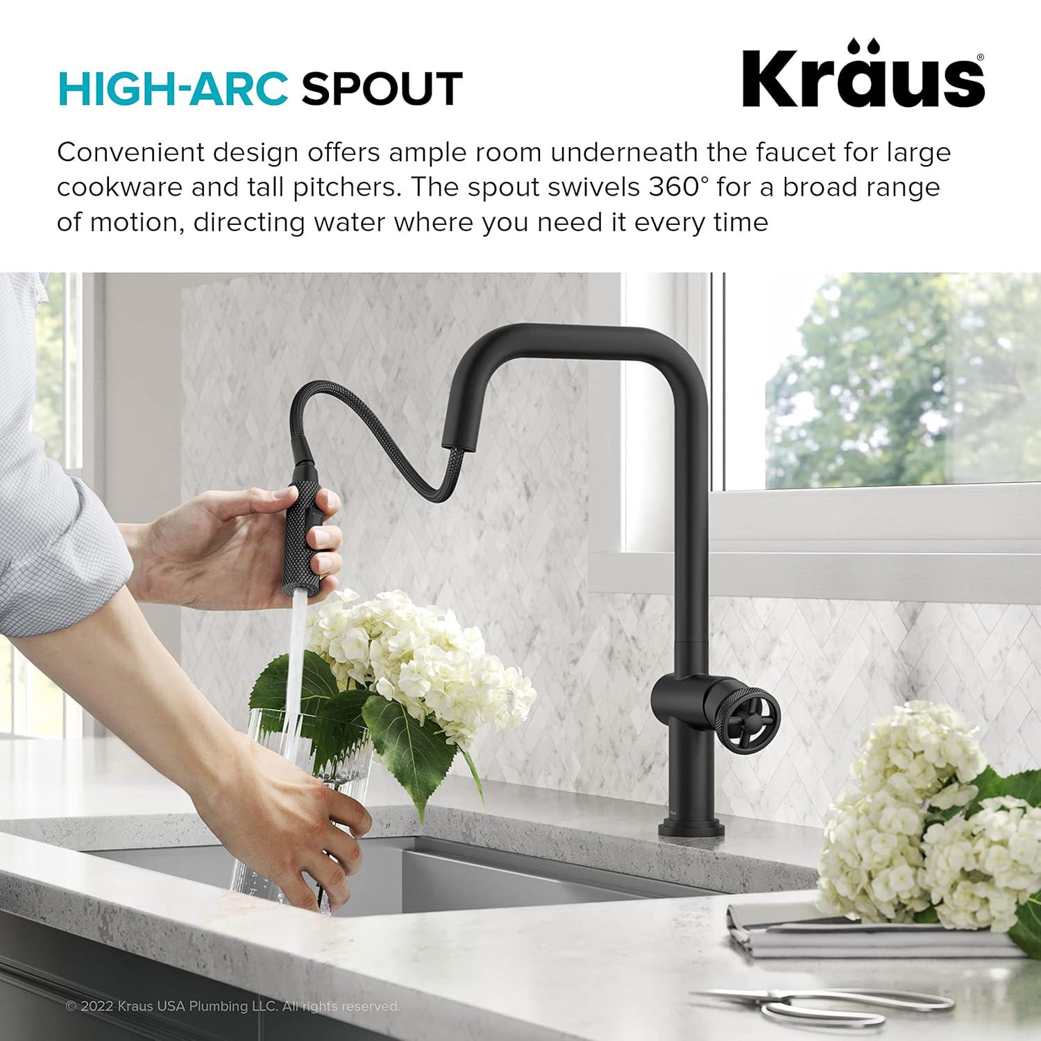 Urbix Industrial Pull-Down Single Handle Kitchen Faucet
