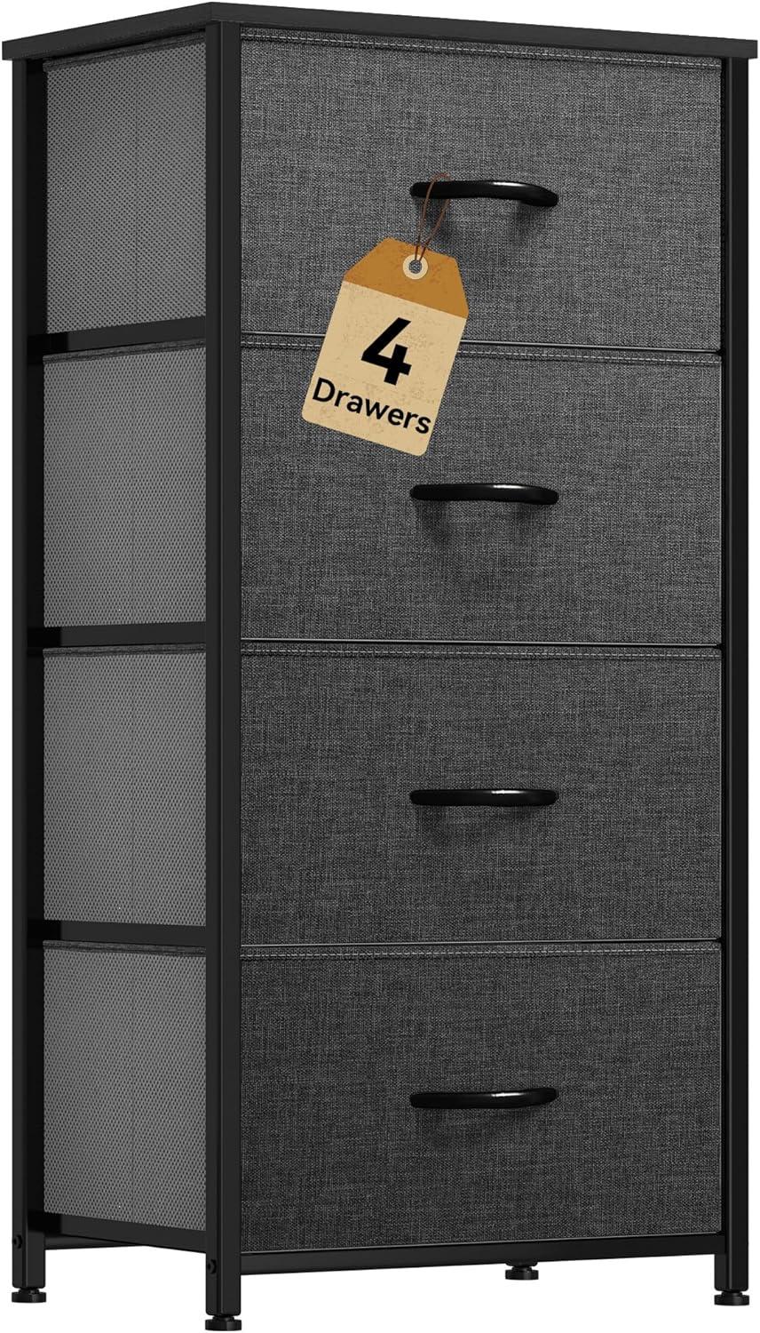 Cool Gray Fabric and Metal Nursery Dresser with Wooden Top