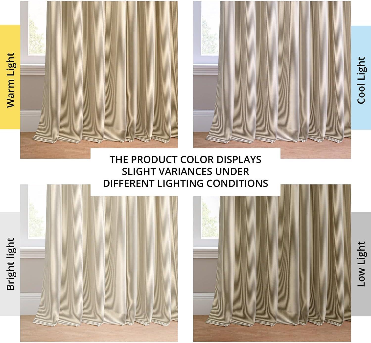 HPD Half Price Drapes Villanova Striped Grommet Outdoor Curtains for Patio (1 Panel) - UV & Water Resistant Light Filtering 200 GSM Polyester Curtains - 50W x 84L, Coastal Beige Thin Stripe