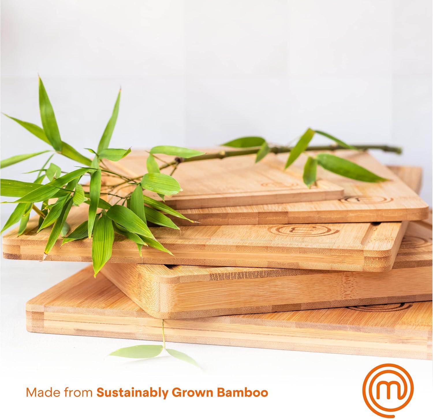 Eco-Friendly Bamboo Cutting Board Set with Juice Grooves