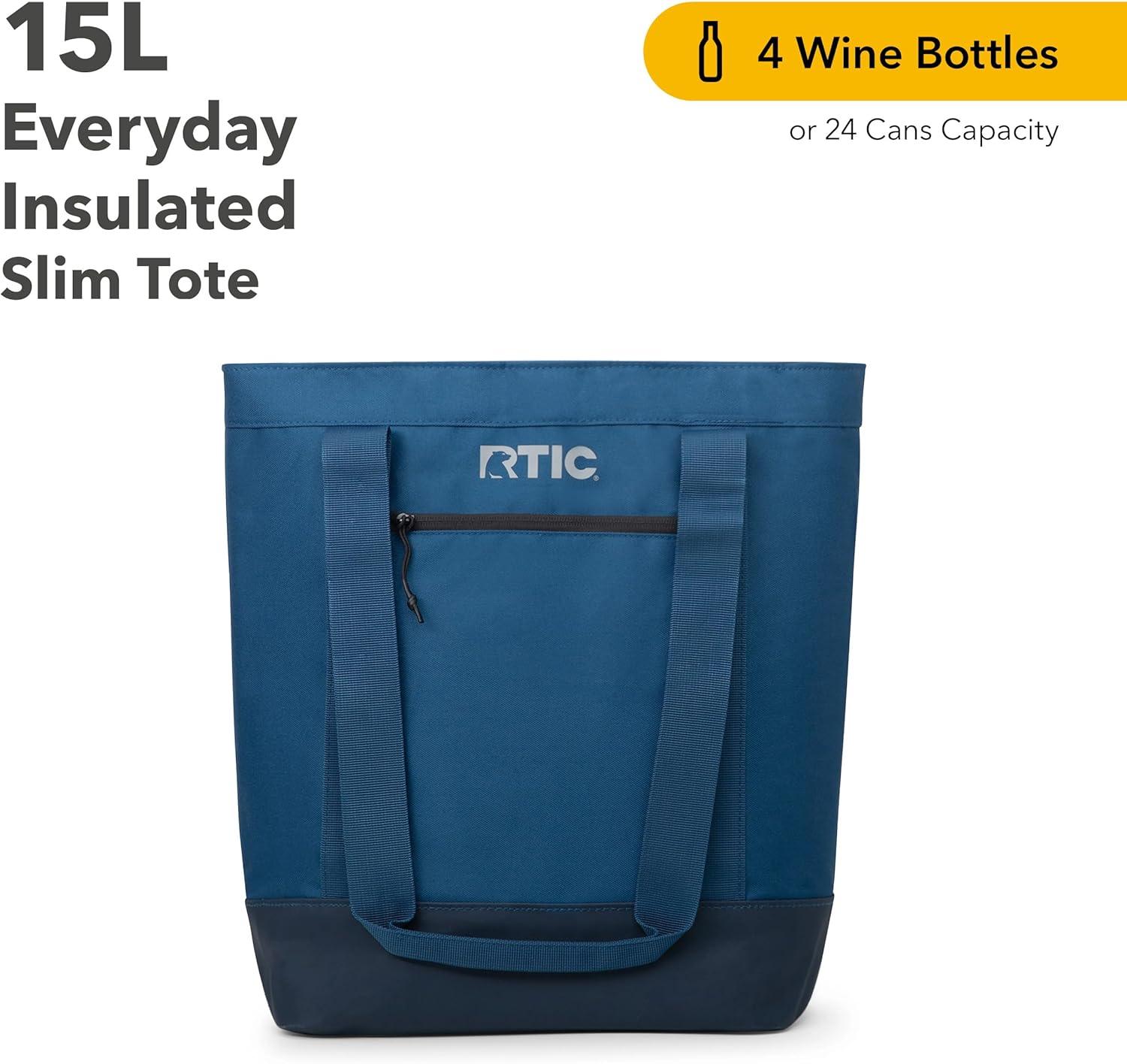 RTIC Everyday Insulated Slim Tote Bag, 15 Ltr Cooler Bag, Leak-Free Interior,  Navy