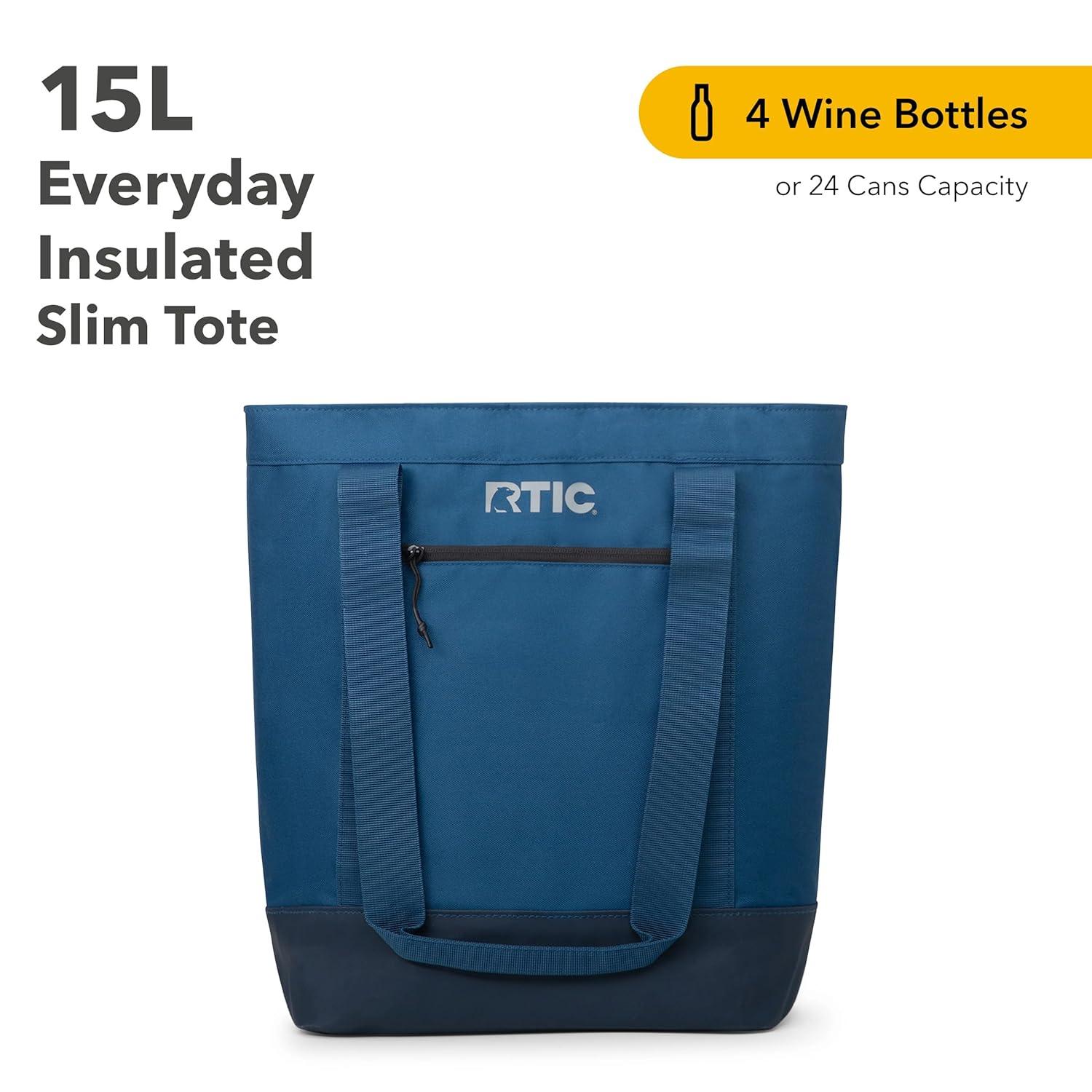 RTIC Everyday Insulated Slim Tote Bag, 15 Ltr Cooler Bag, Leak-Free Interior,  Navy